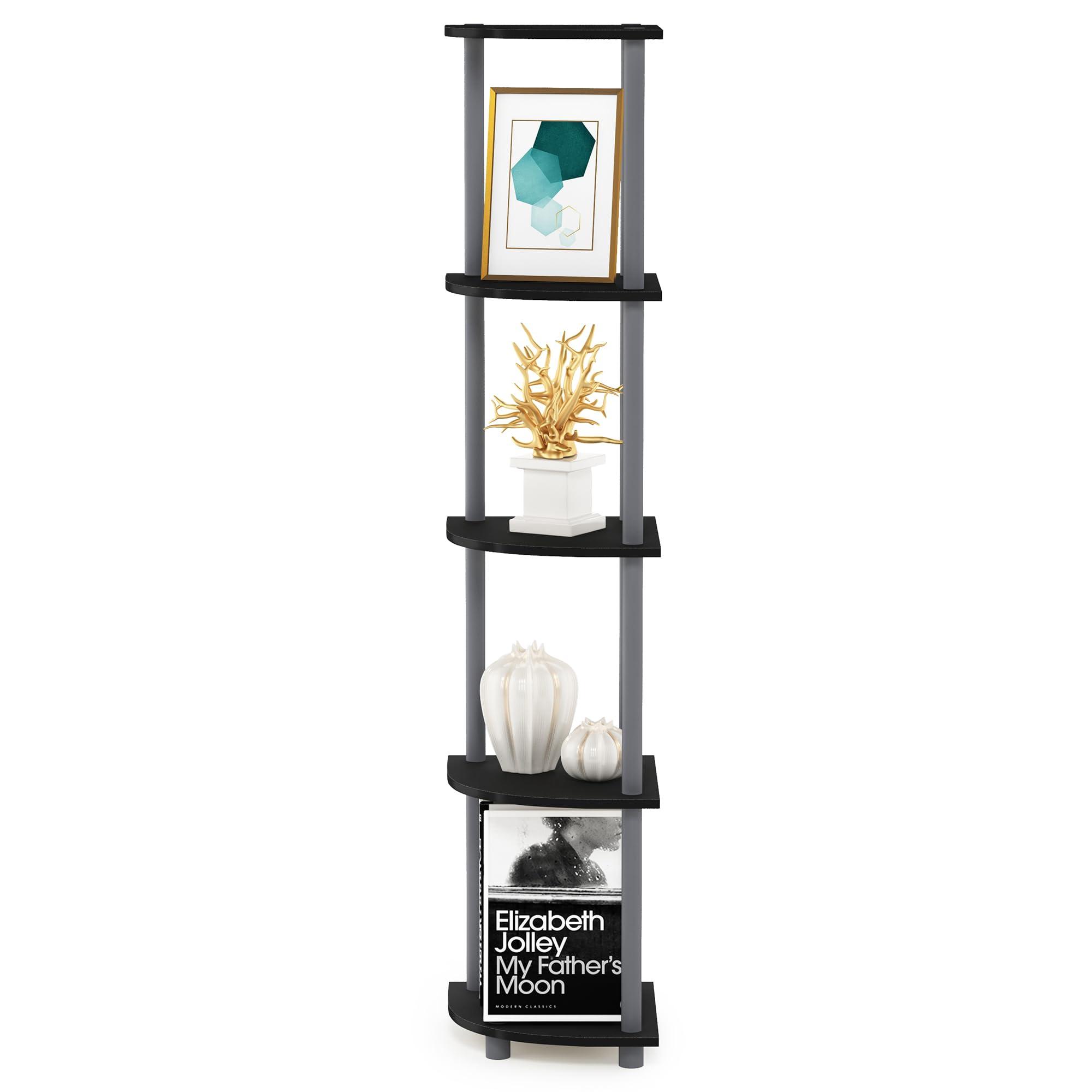 Furinno Turn-N-Tube 5 Tier Corner Display Rack Multipurpose Shelving Unit, 1-Pack, Black/Grey - Image 4