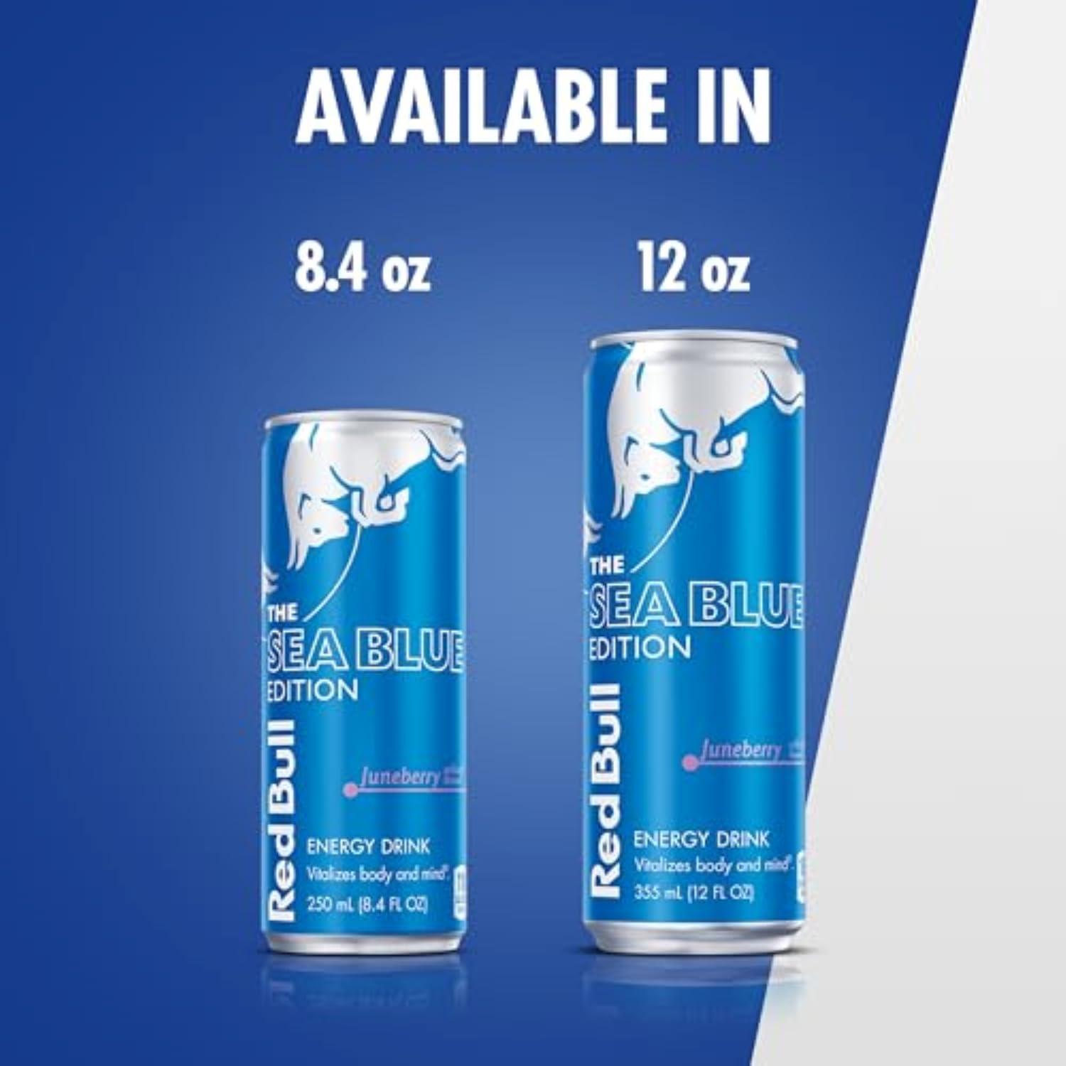 Red Bull Sea Blue Edition Energy Drink, Juneberry, with 80mg Caffeine plus Taurine & B Vitamins, 8.4 Fl Oz, Pack of 24 Cans - Image 8