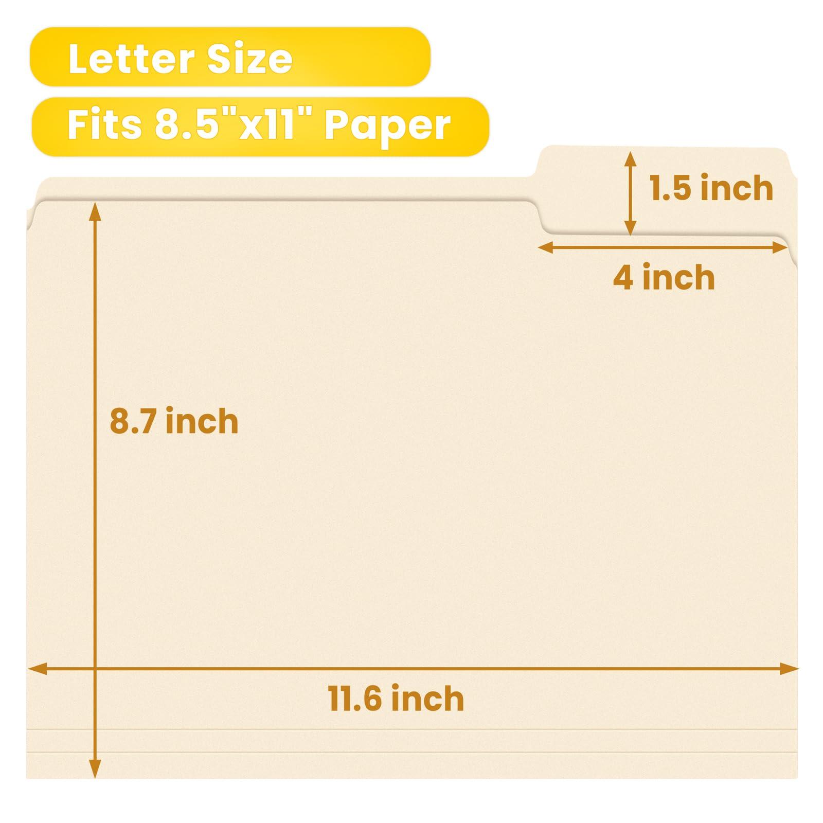 SUNEE Manilla Folders Letter Size (8.5 x 11 inches), 250 Per Box, 1/3 Cut Tab for Easy Labeling and Organization, Durable Standard Paper for Home, Office, School Filing - Image 2