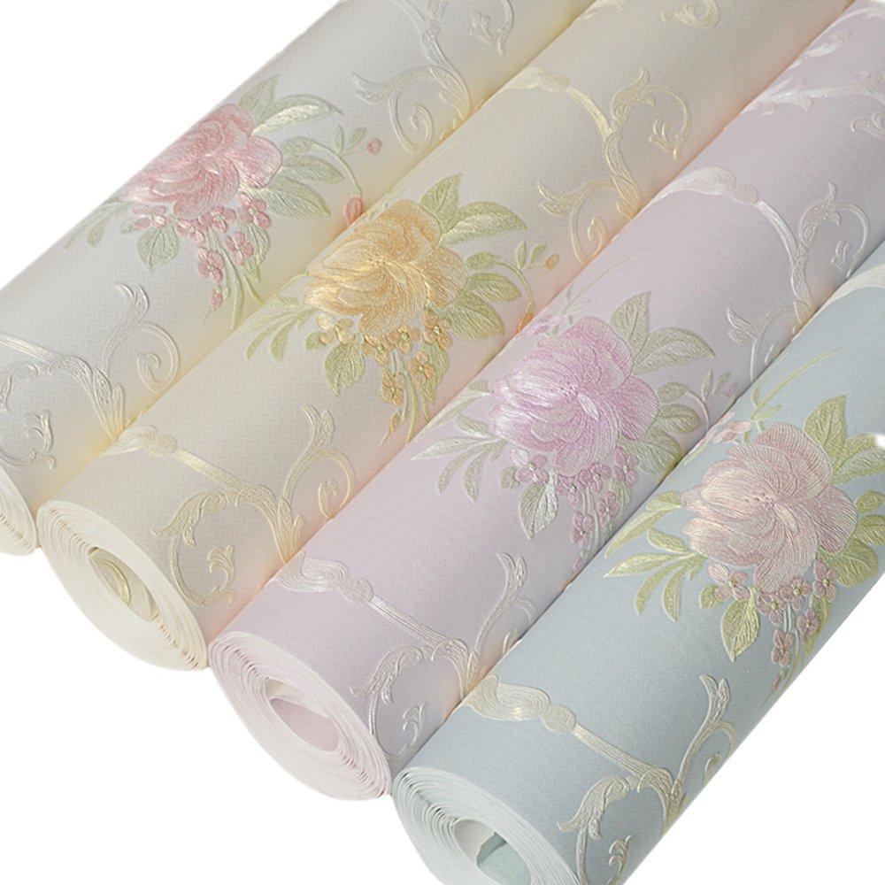 GLOW4U Non-Woven Decorative Flower Contact Paper Self Adhesive Luxury Embossed Floral Peel and Stick Wallpaper for Wall Livingroom Bedroom Crafts Wall Decor 20.83 Inches by 9.8 Feet - Image 6