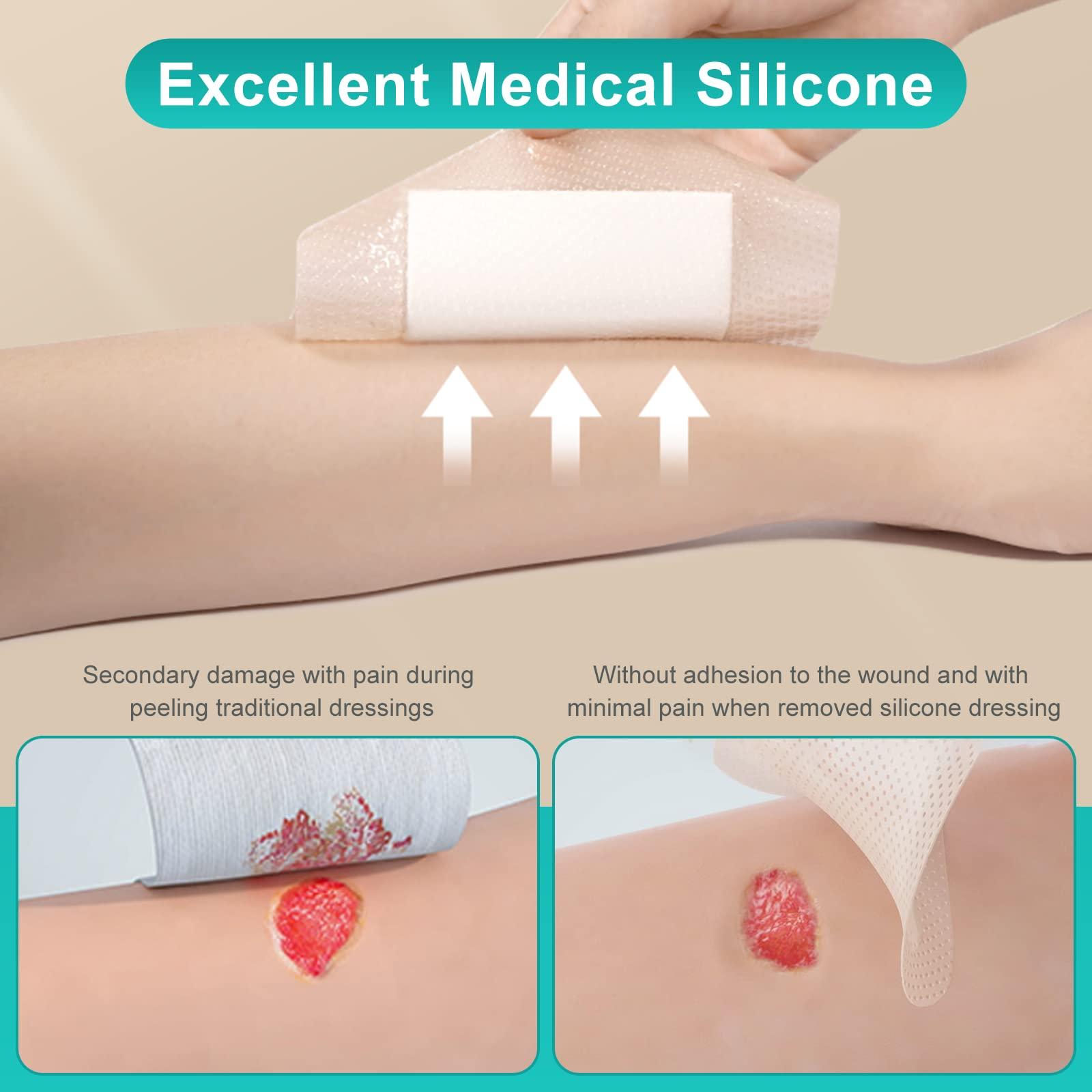 Dimora Silicone Foam Dressing with Border 20 Pack Adhesive 4"x4" Waterproof Wound Dressing Bandage for Wound Care - Image 4