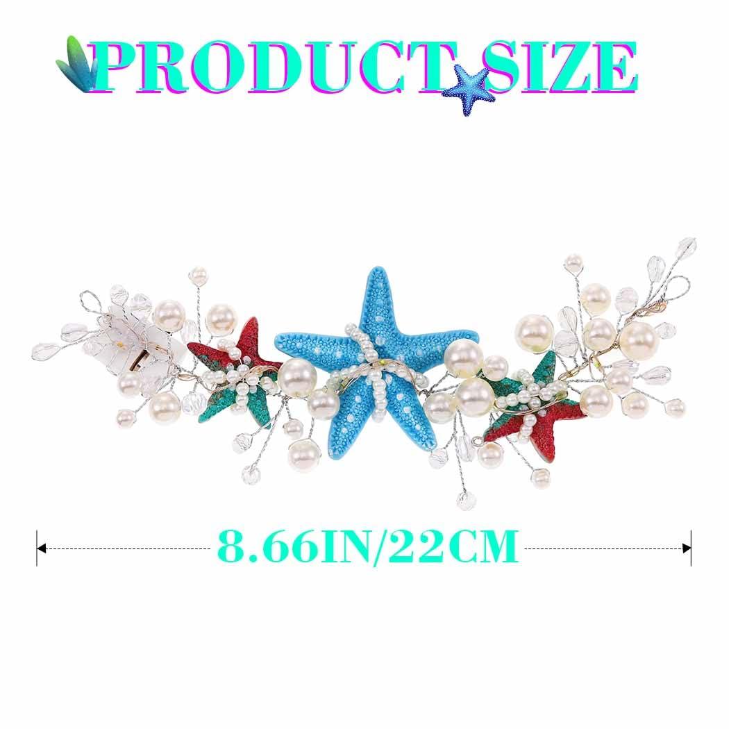 JAKAWIN Light Up Mermaid Costume Headpiece Starfish Ocean Hair Accessories for Women - Image 4