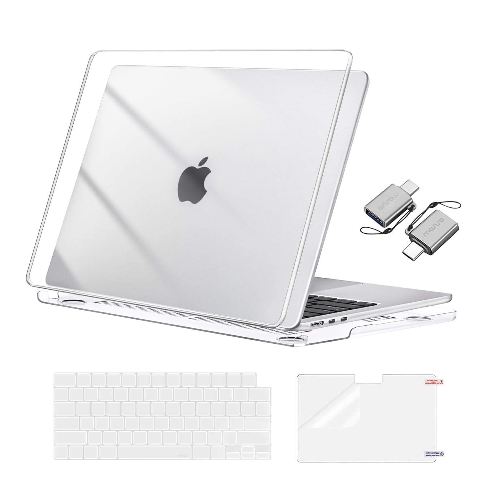 MOSISO Compatible with MacBook Air 15 inch Case 2025 2024 2023 M4 A3241 M3 A3114 M2 A2941 with Liquid Retina Display Touch ID, Plastic Hard Shell&Keyboard Cover&Screen Film&Type C, Crystal Clear