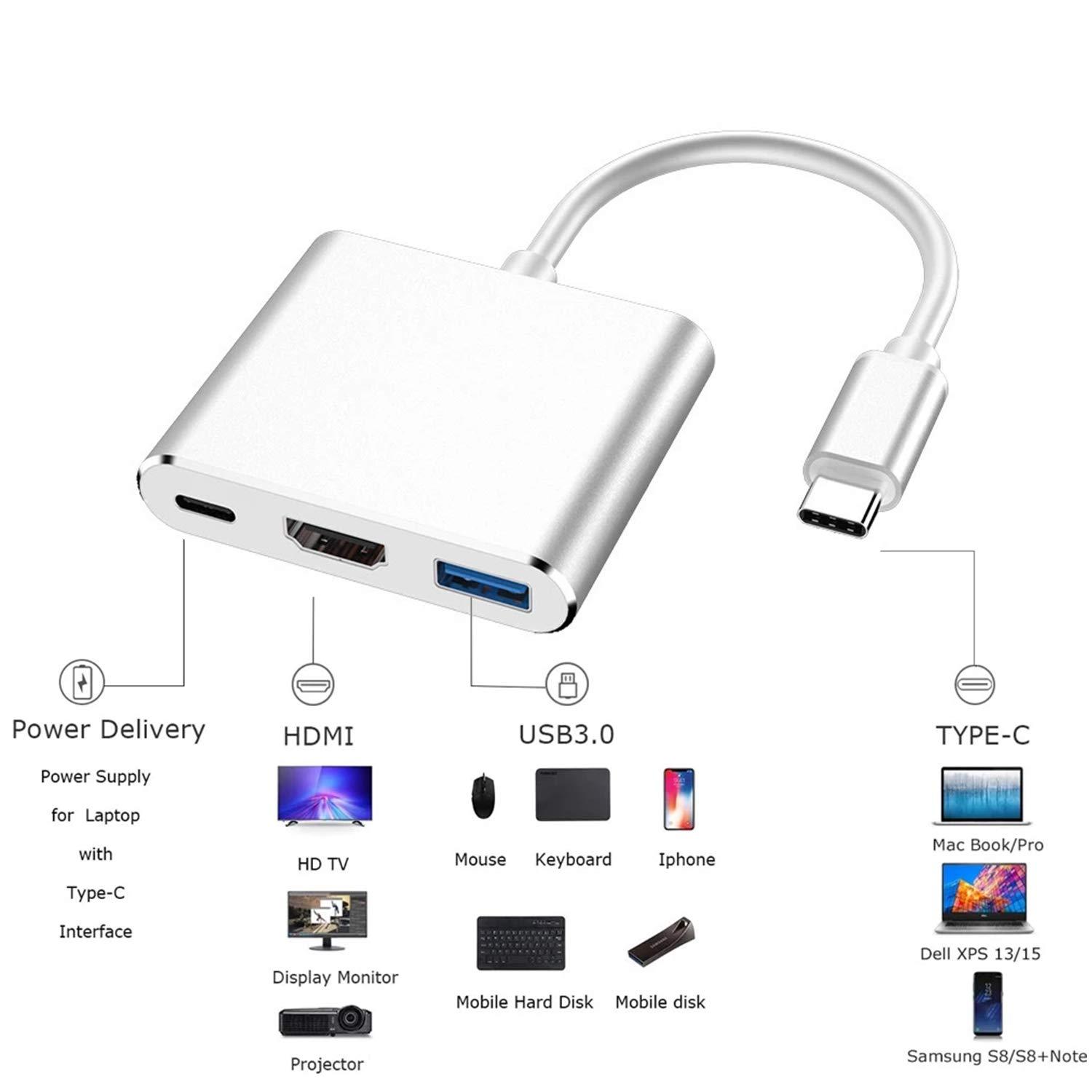USB-C to HDMI Adapter (Supports 4K / 30Hz) - Type- C 3 in 1 Converter Cable for 2017/2018 MacBook Pro, MacBook, Mac Pro, iMac, Chromebook, & More USB 3.0 Type-C Devices - Image 8
