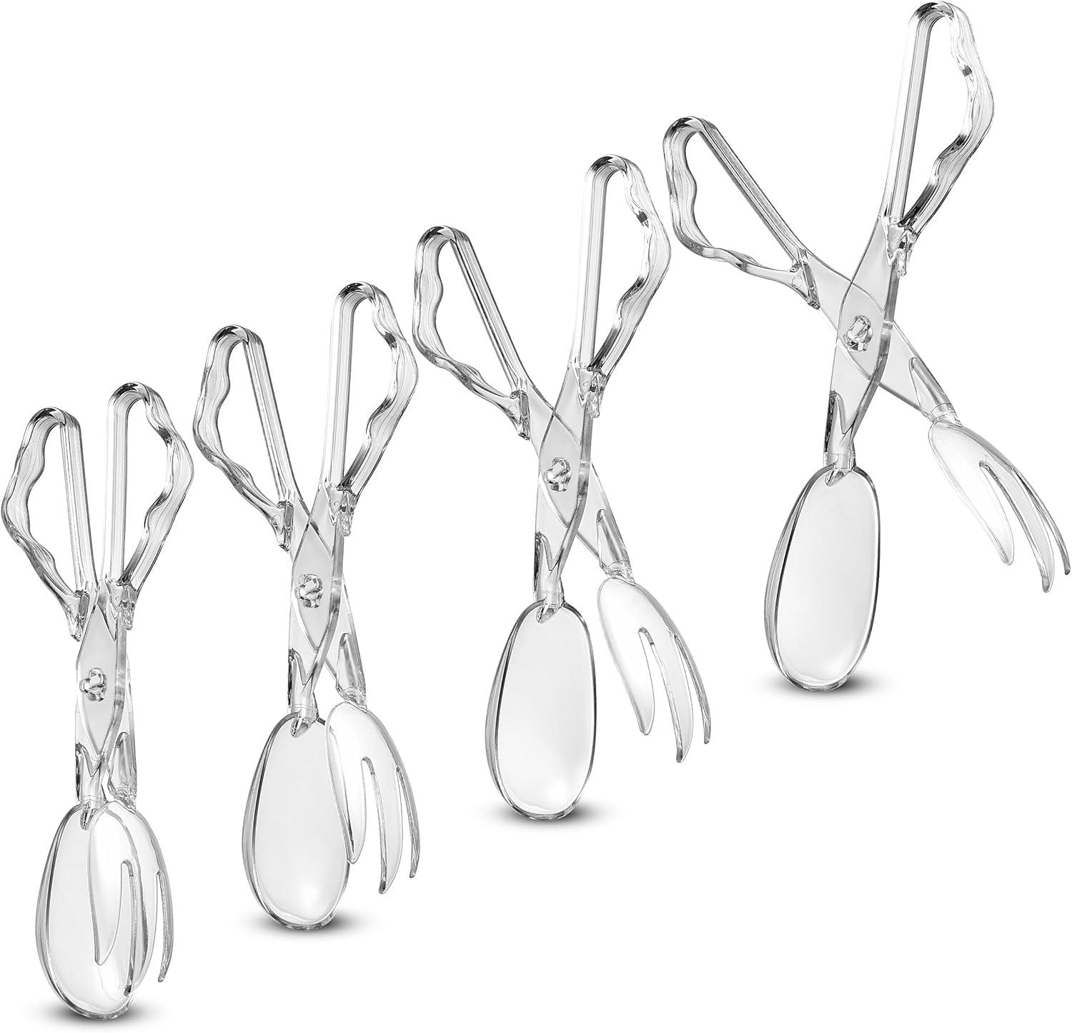 Pack of 4 11-Inch Clear Plastic Scissor Salad Tongs - Premium, Heavy-Duty, Reusable Serving Utensils for Catering, Cooking, Buffets, Party Supplies, and Weddings, Dishwasher Safe - Image 7