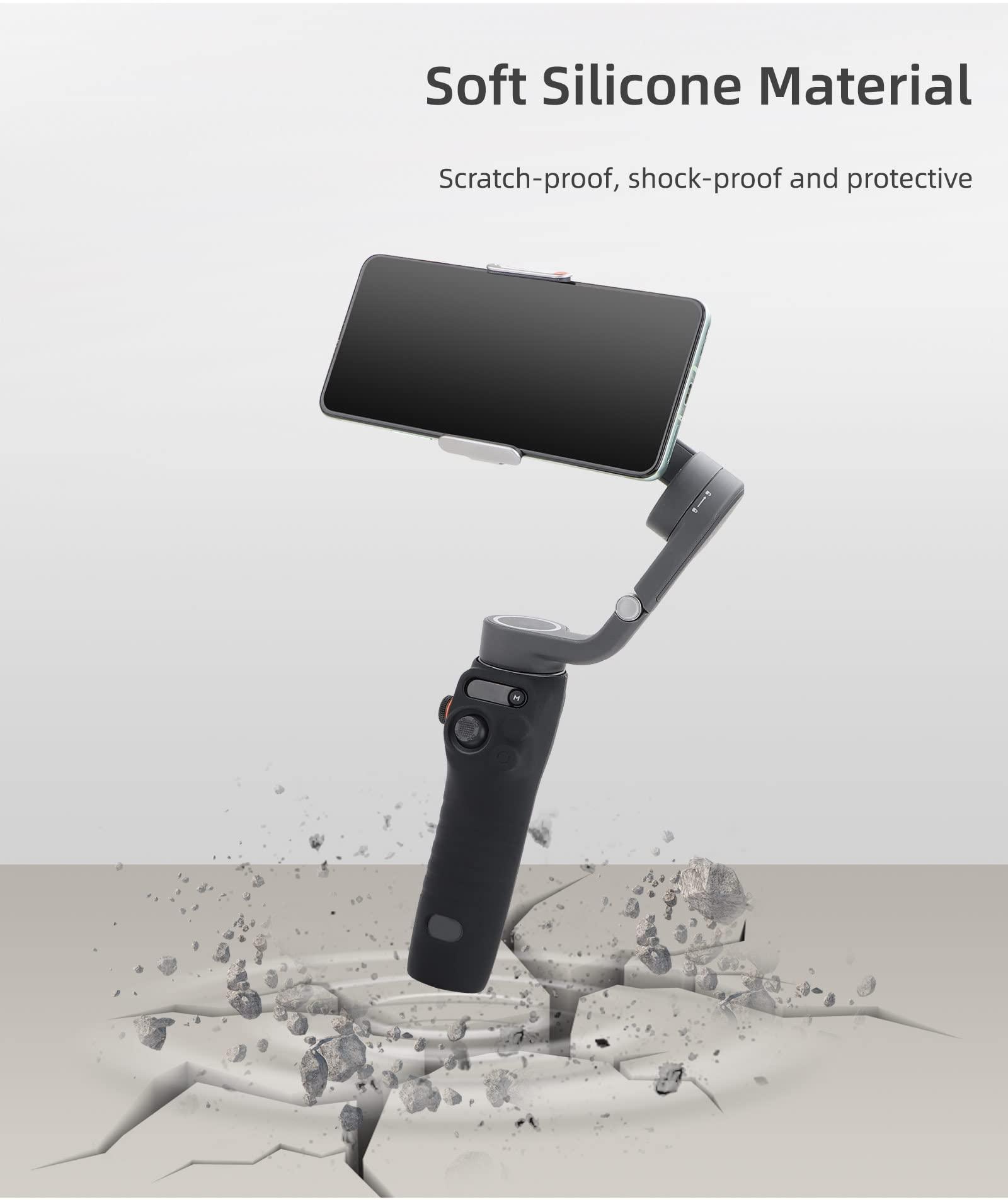 Anbee Protective Silicone Case Cover Non-Slip Handlebar Sleeve Compatible with DJI Osmo Mobile 6 Handheld Smartphone Gimbal Stabilizer (Black) - Image 3