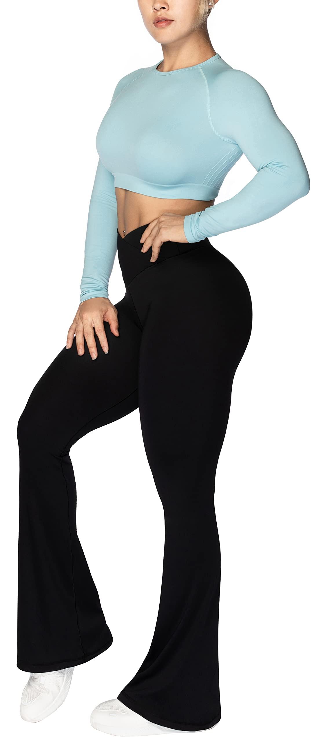 Sunzel Flare Leggings, Crossover Yoga Pants with Tummy Control, High-Waisted and Wide Leg - Image 7