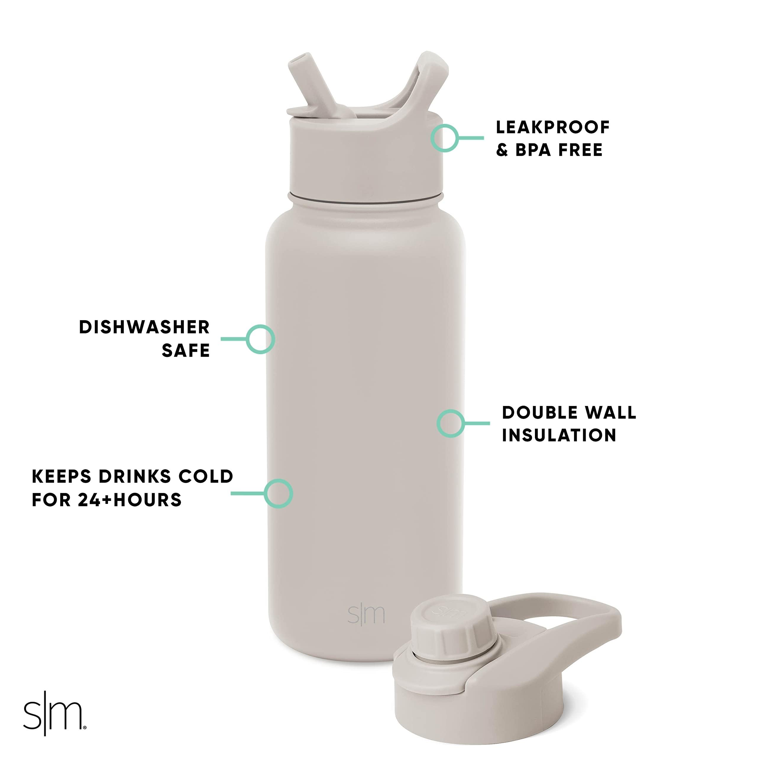 Simple Modern Water Bottle with Straw and Chug Lid Vacuum Insulated Stainless Steel Metal Thermos Bottles | Reusable Leak Proof BPA-Free Flask for Sports | Summit Collection | 32oz, Almond Birch - Image 3