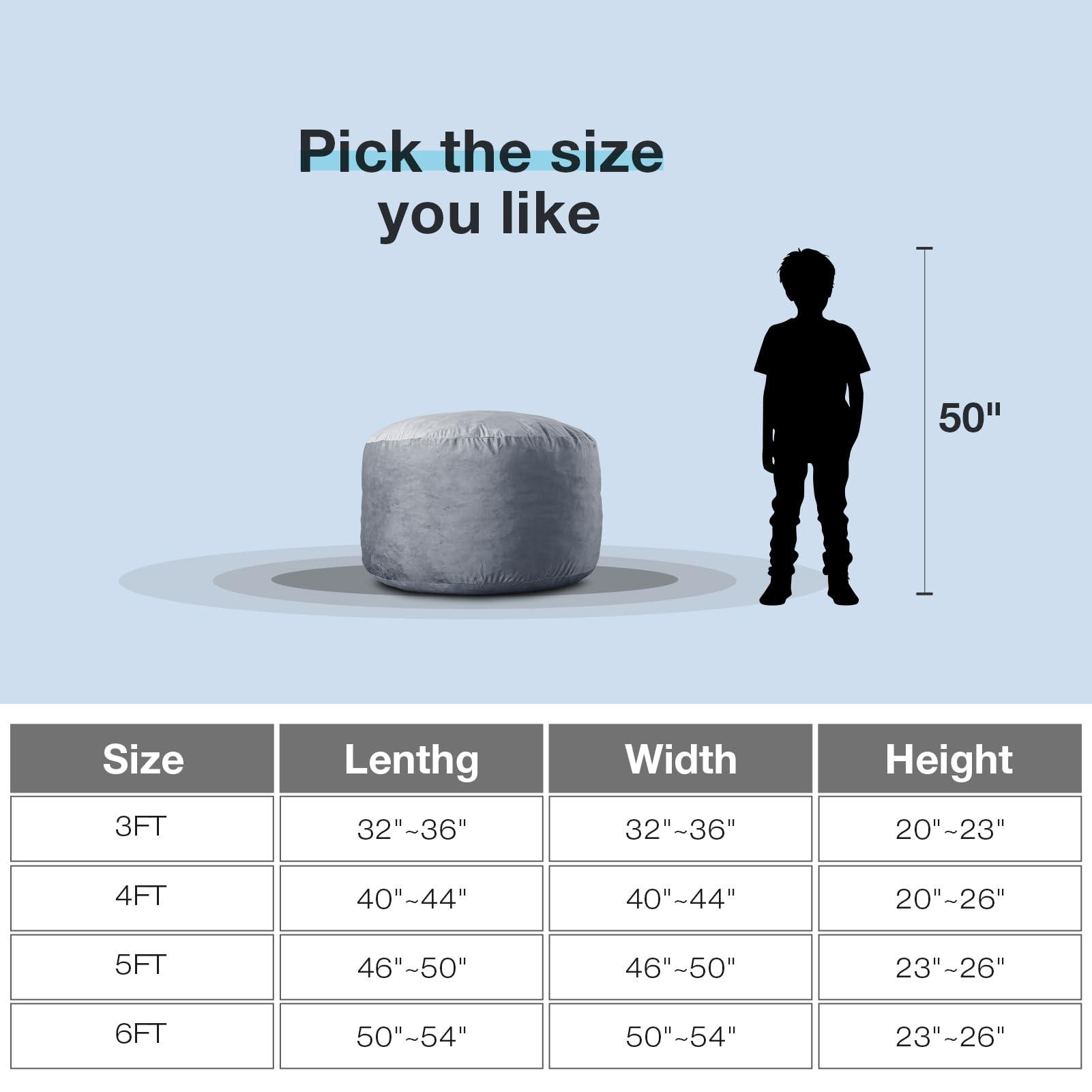 Large Bean Bag Chair for Adults/Kids with Filling, 3 ft Memory Foam Bean Bag Chairs with Filler Included, Ultra Soft Dutch Velvet Fabric, Bean Bag for Living Room - 3 Foot,Dark Gray - Image 3