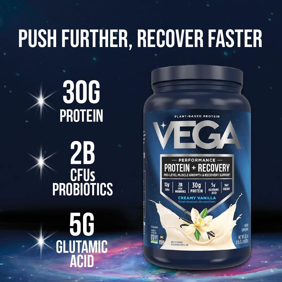 Vega Sport Vegan Protein Powder + Recovery - 30g Plant Based Protein per Serving, Chocolate, 45 Servings, 5g BCAAs, Probiotics, NSF Certified, For Shakes & Smoothies, 4.4lbs (Packaging May Vary) - Image 3