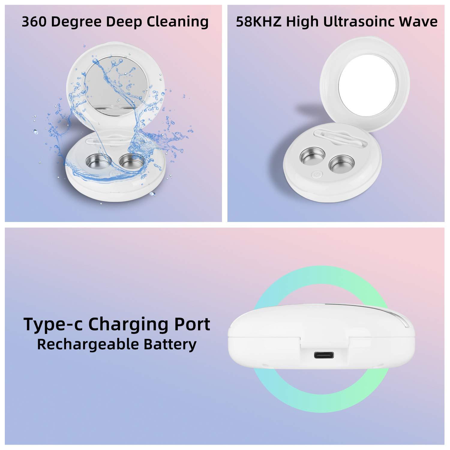 Ultrasonic Contact Lens Cleaner Machine Portable with Type-C USB Cable for Disposal Soft Lens/Hard Lens/Contact Lens/Colored Lens/RGP Lens/OK Lens - Image 3