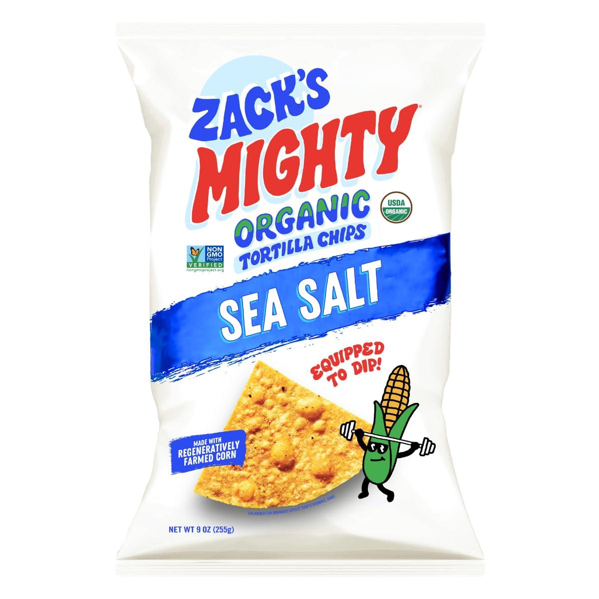 Zack’s Mighty Organic Tortilla Chips, Non-GMO, Gluten-Free, Sturdy for Dipping, 9 Ounce Bag