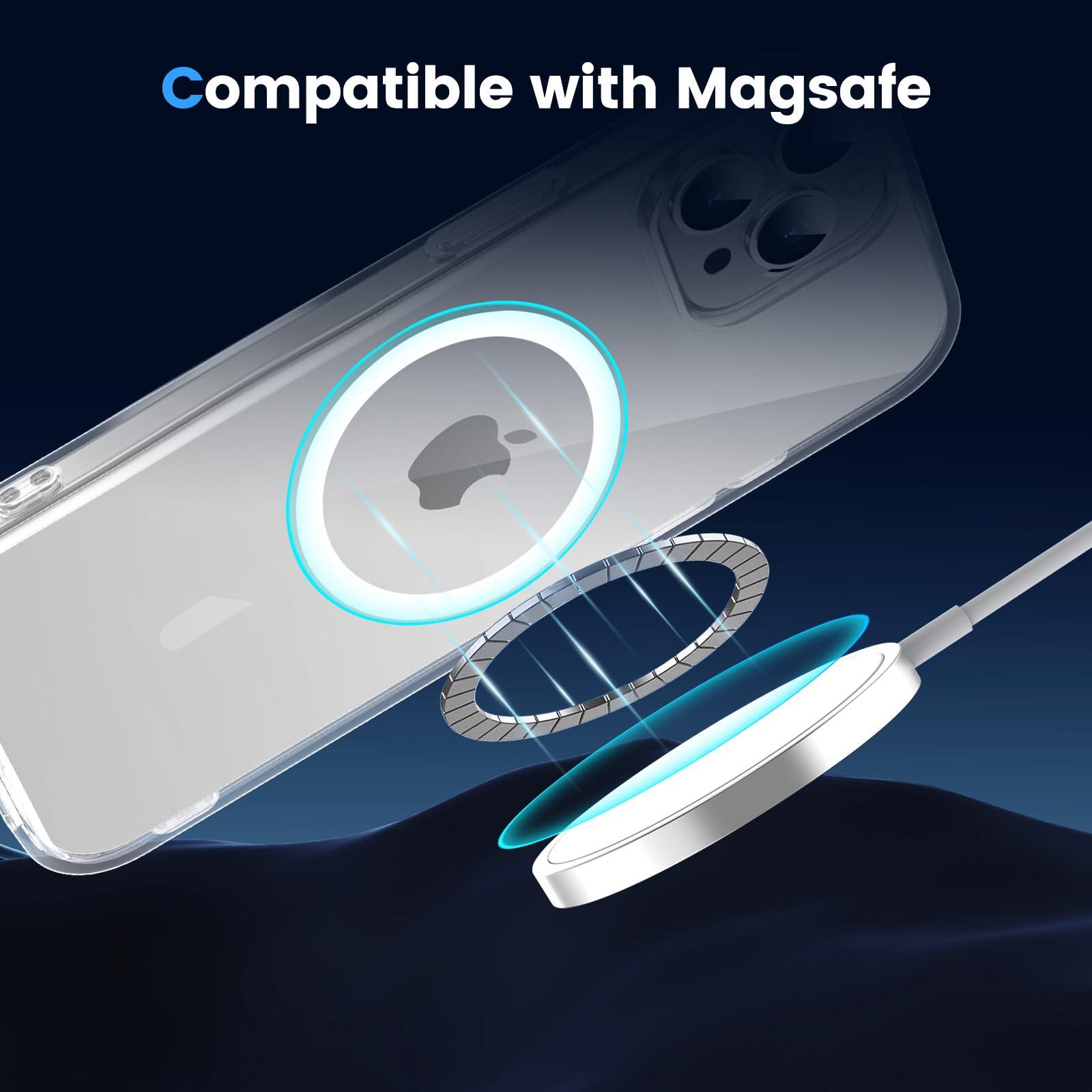 Temdan for iPhone 13 Pro Max Case Clear, [Compatible with Magsafe][Anti-Yellowing][Military-Grade Protection] Shockproof Slim Magnetic Phone Case for iPhone 13 Pro Max, Transparent - Image 3