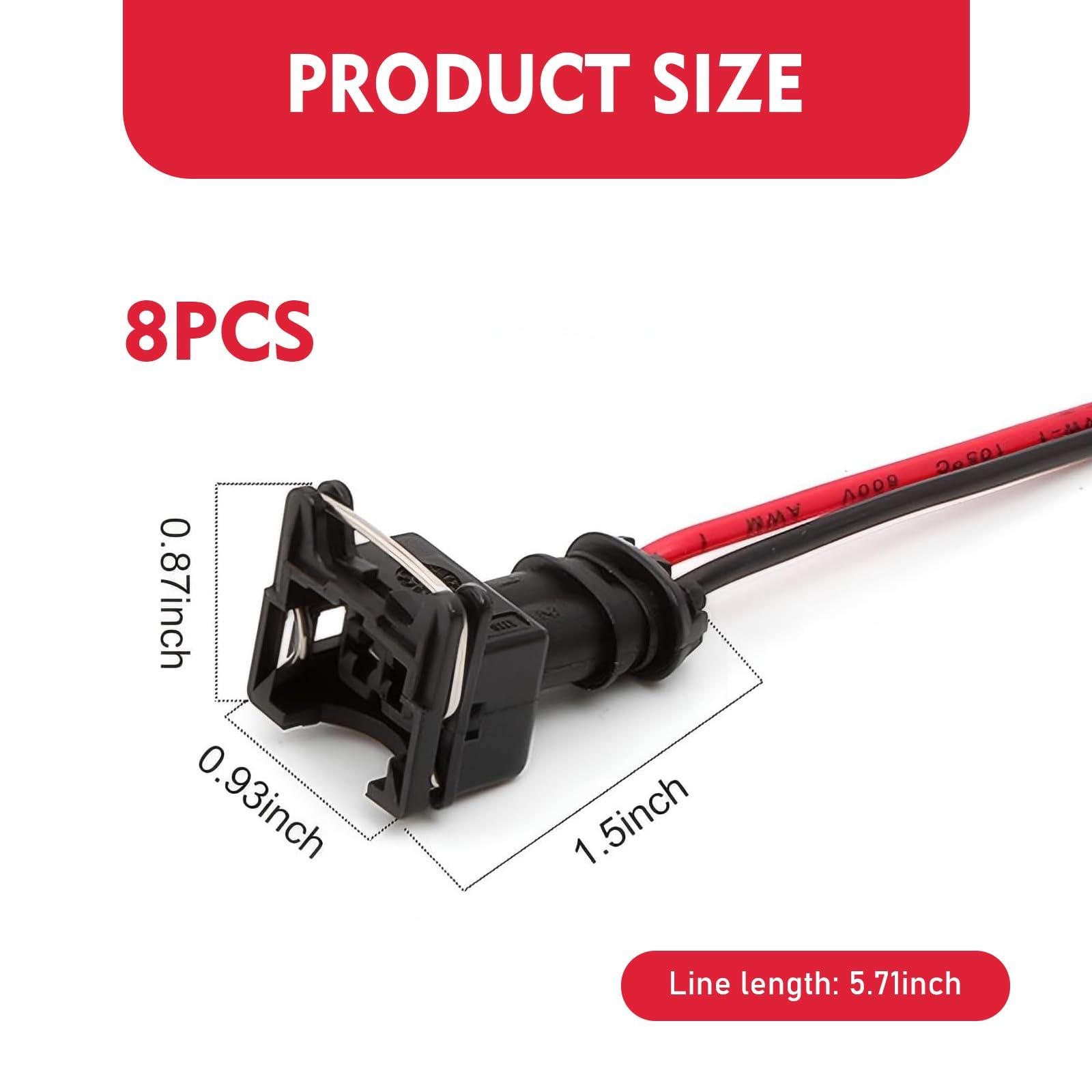 GRANDI Fuel Injector Connector, Waterproof Shell + Copper Core Plug Standard Specification Injector Socket, With Extended Pigtail Wiring Harness, Universal for Most Cars (Black) - Image 2