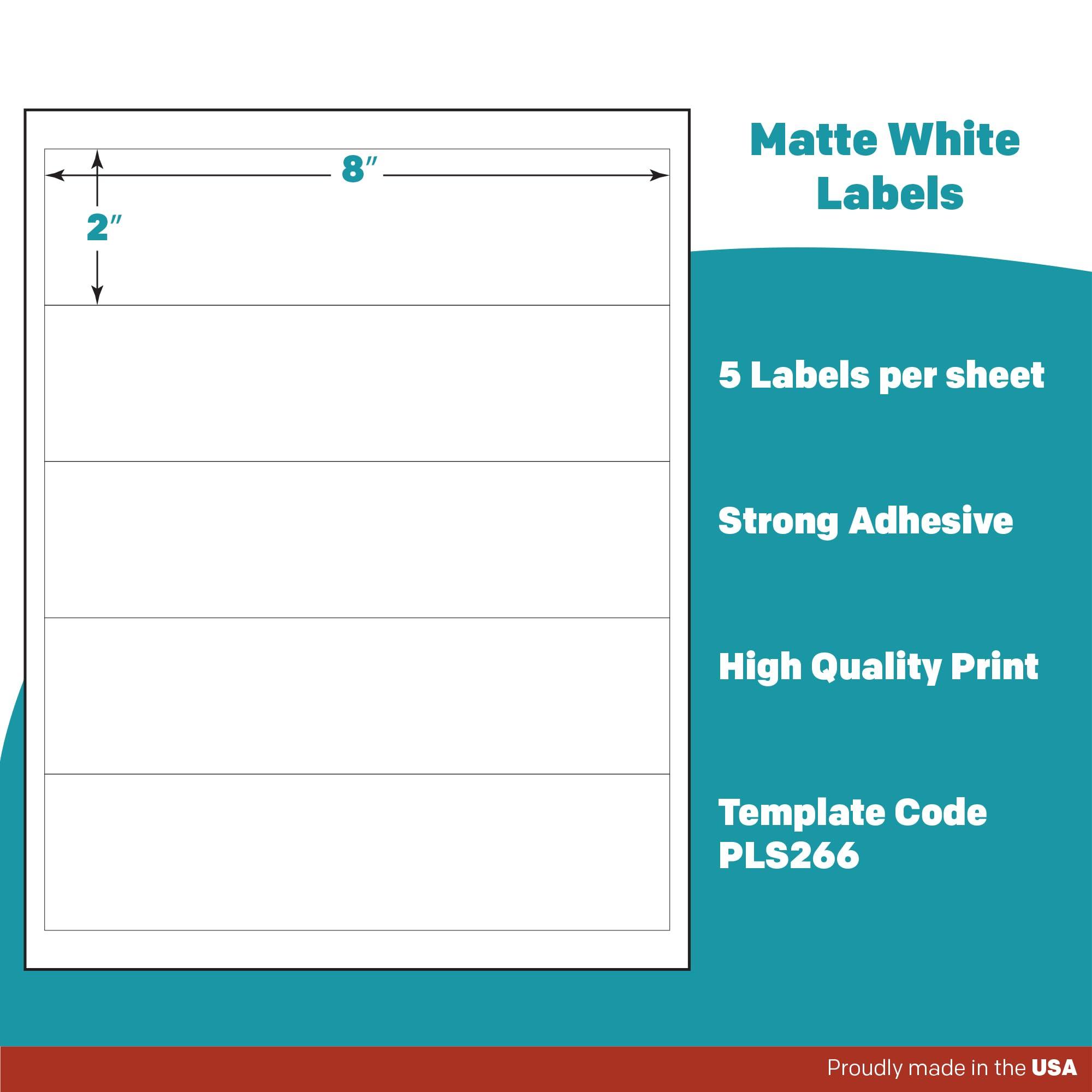 Premium Label Supply Matte White Water Bottle Stickers- NOT Waterproof – 8" x 2" – Laser/Inkjet Compatible – (5 per Sheet), 25 Sheets – 125 Total Adhesive Labels - Image 4
