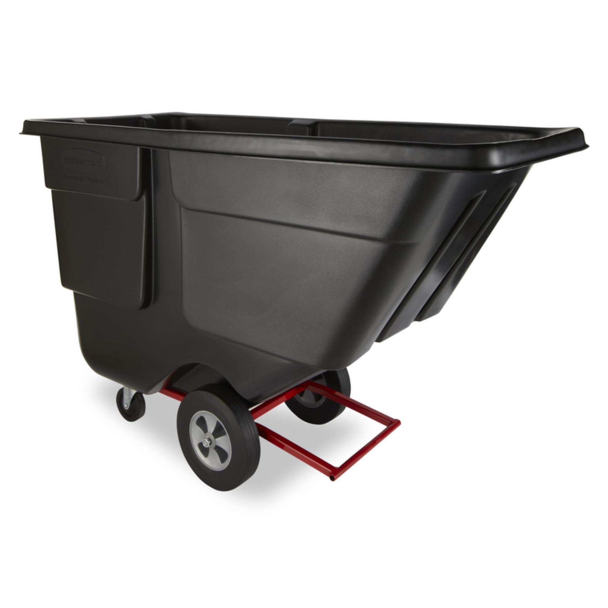 Rubbermaid Commercial Products Tilt Dump Truck/Trash Cart/Garbage Collection/Recycling 1 Cubic Yard Waste Collection 850 lbs capacity Black Office/Warehouse/Facility Management