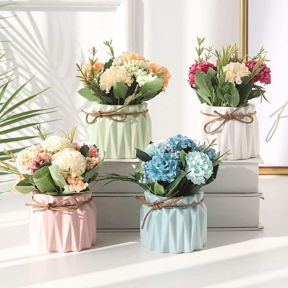 XONOR Artificial Flower Plants – Mini Fake Hydrangea Flowers in Pot for Home Decor Party Wedding Office Patio Table Desk Decoration, Set of 4, 3.3''(D) x 5.5''(H) - Image 5