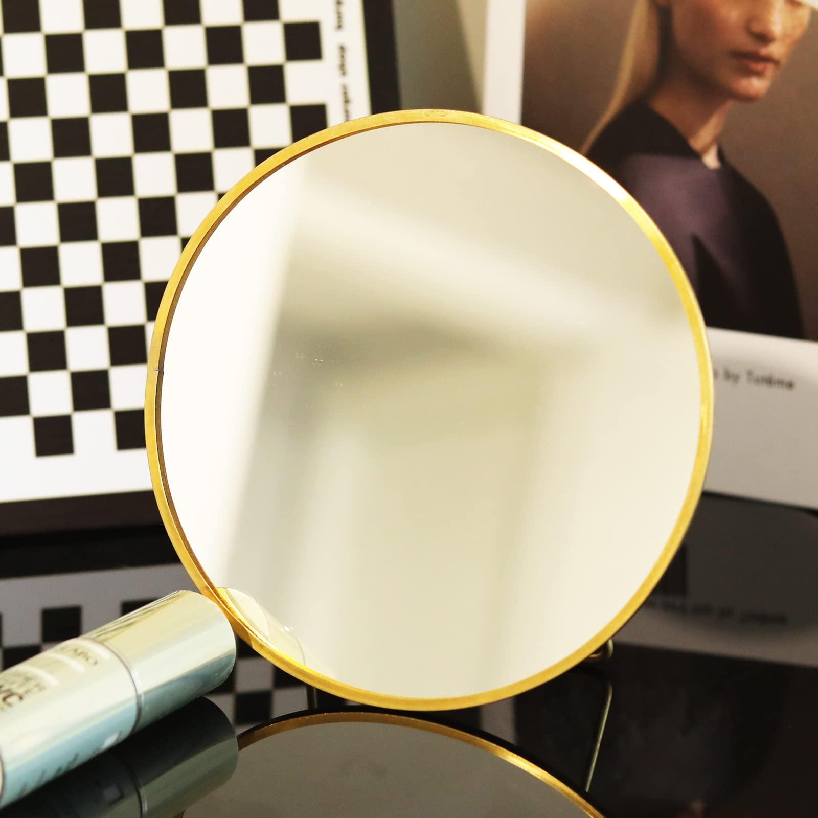 LONGSHENG - SINCE 2001 - Gold Vanity Makeup Mirror Table Desk Countertop Mirror Bathroom Shaving Make Up Mirror Home Decor-Round - Image 5