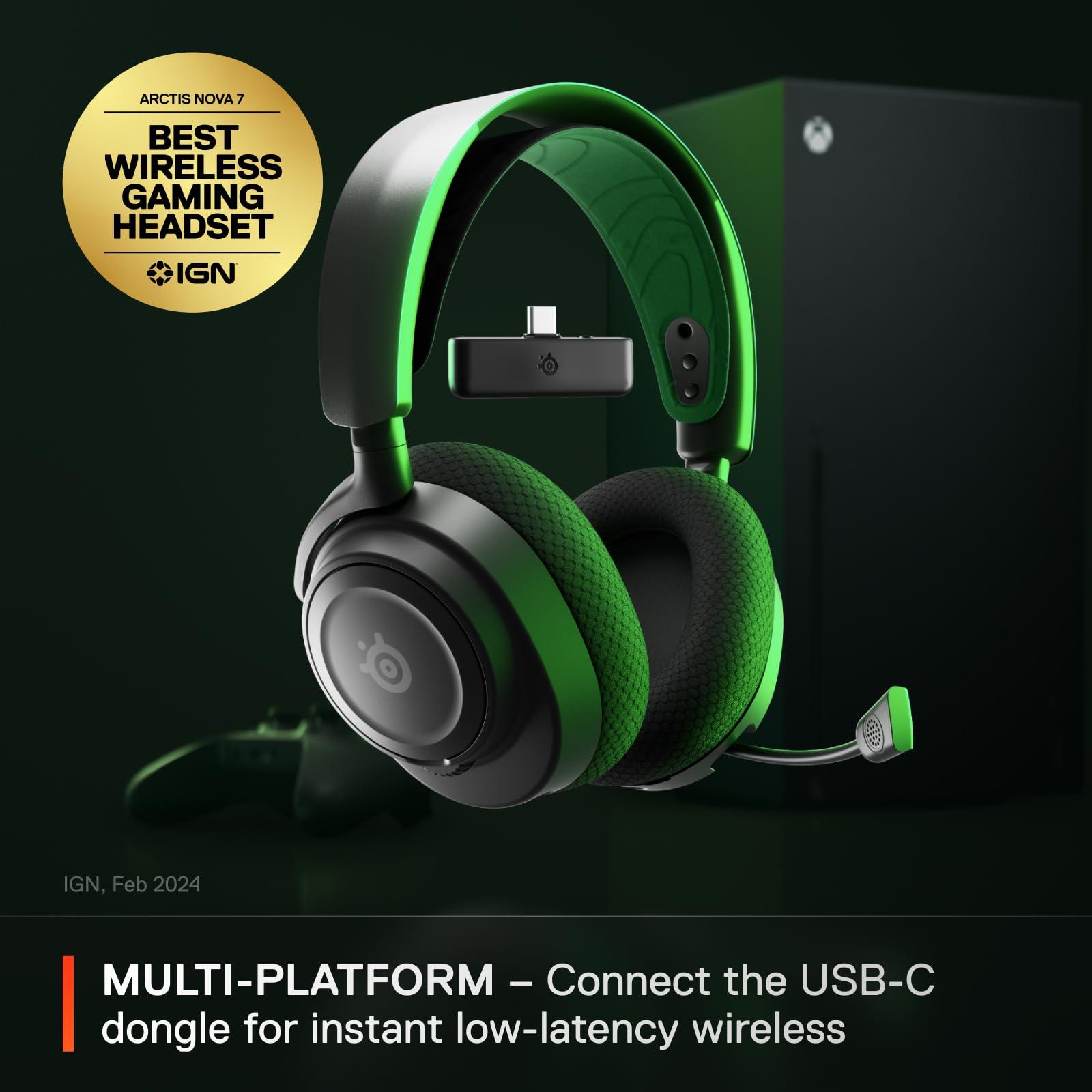 SteelSeries Arctis Nova 7X Wireless Multi-Platform Gaming Headset — Neodymium Magnetic Drivers — 2.4GHz+Bluetooth — 38Hr USB-C Battery — AI Mic — Xbox Series X|S, PC, PS5, Switch, VR, Mobile - Black - Image 2