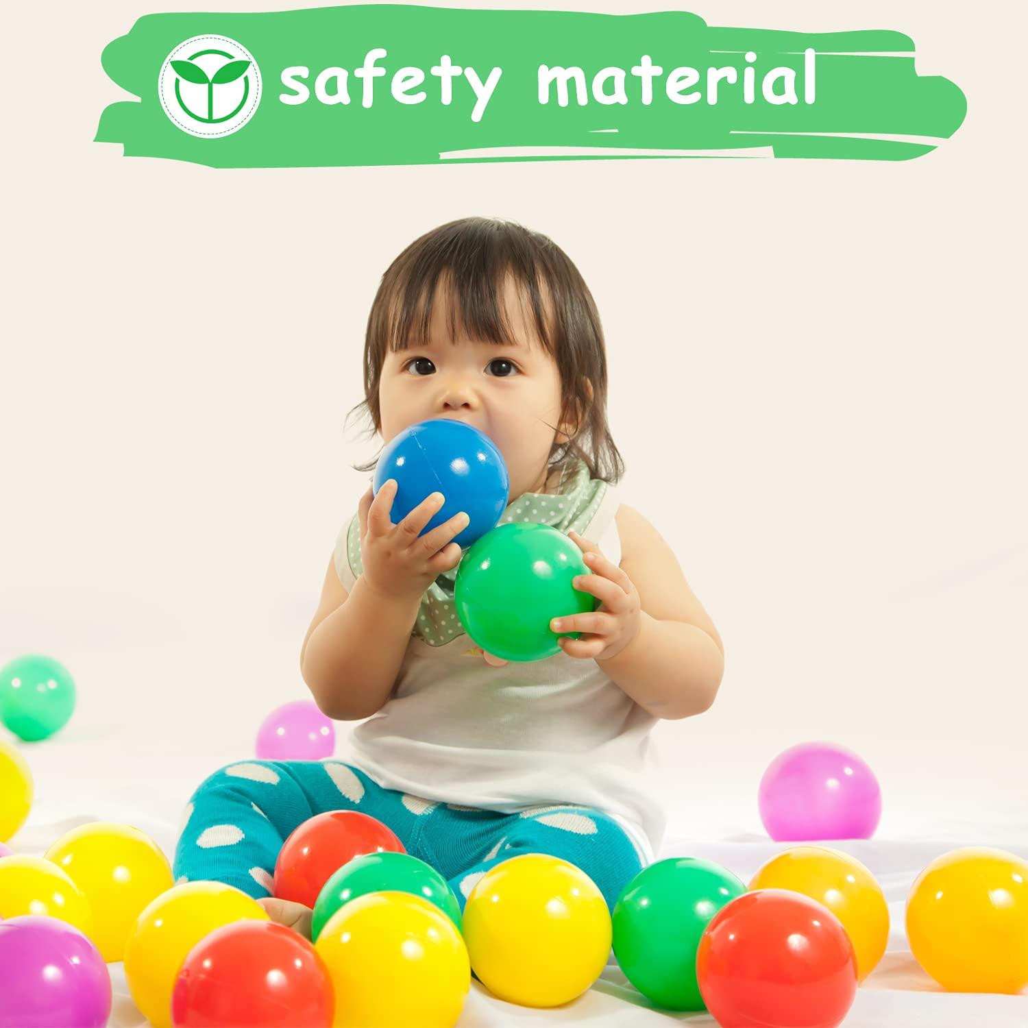 Hovenlay Ball Pit Balls Phthalate Free BPA Free Crush Proof Plastic - 7 Bright Colors in Reusable Play Toys for Kids with Storage Bag - Image 5