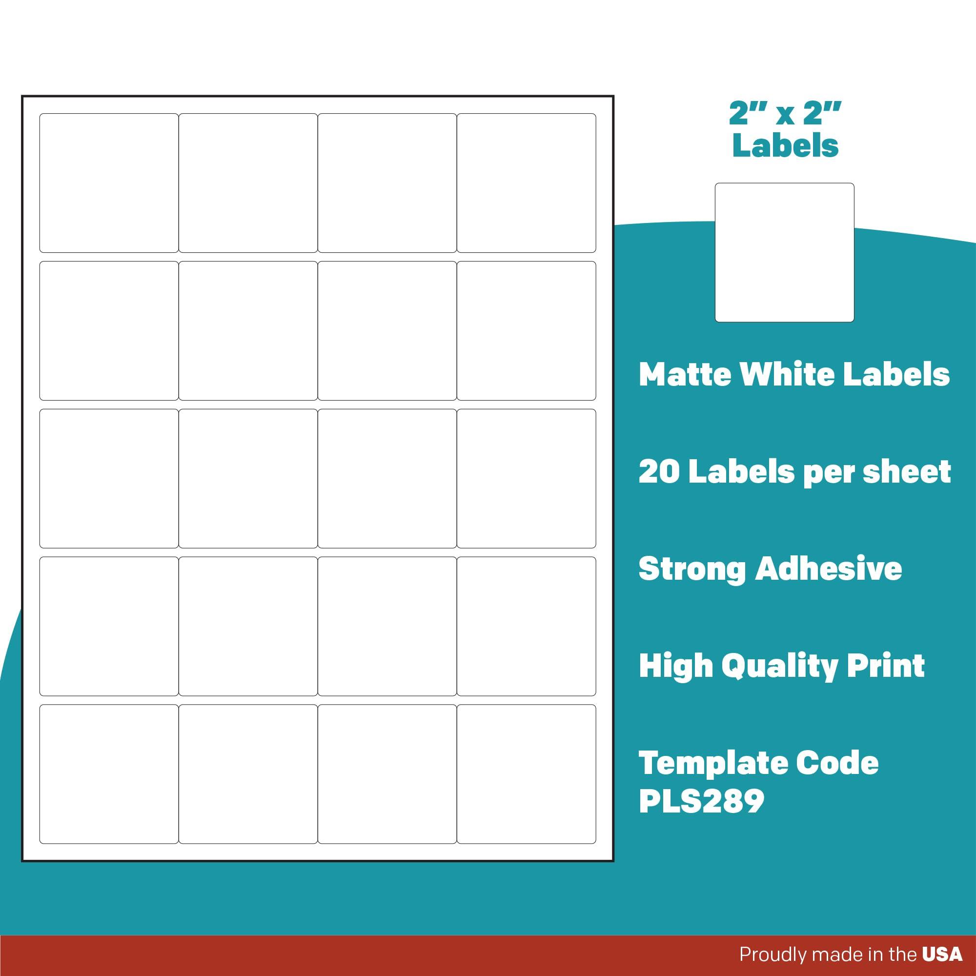 Premium Label Supply White Sticker Square Labels – 2" x 2" – Laser/Inkjet Compatible – (20 per Sheet), 25 Sheets – 500 Total Adhesive Labels - Image 4