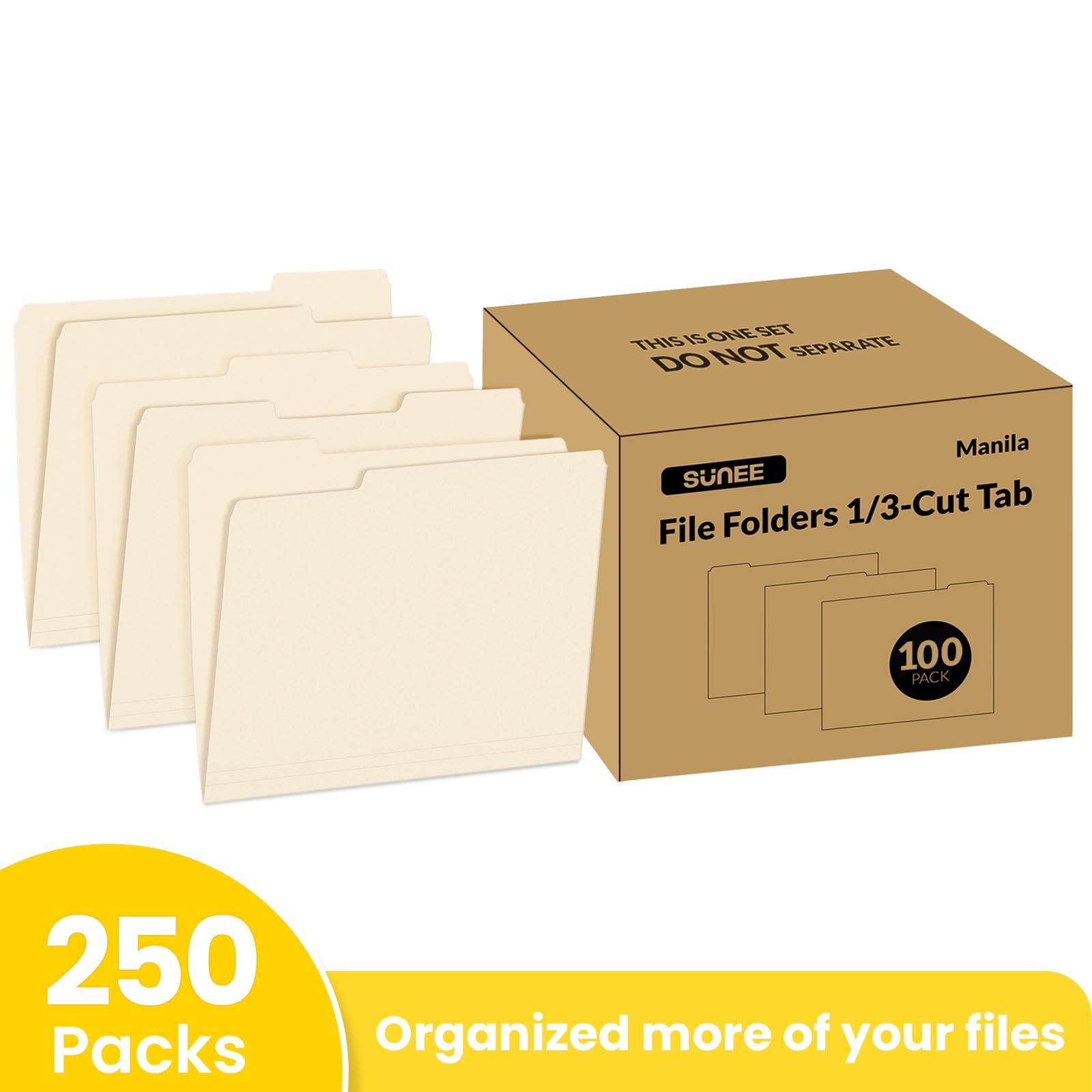 SUNEE Manilla Folders Letter Size (8.5 x 11 inches), 250 Per Box, 1/3 Cut Tab for Easy Labeling and Organization, Durable Standard Paper for Home, Office, School Filing - Image 3