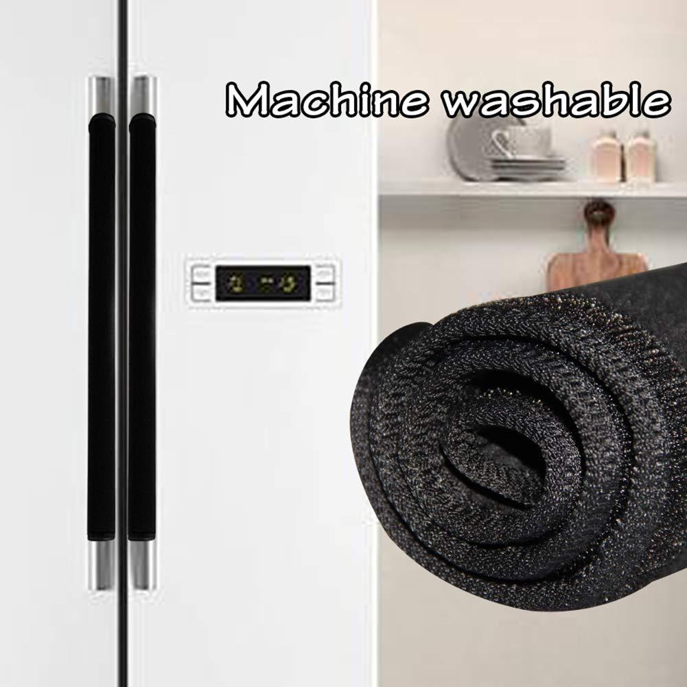Miaowater 4 PCS Refrigerator Door Handle Covers Kitchen Appliance Decor Handles Anti-Skid Anti-Static Protector Fridge, Dishwasher Oven Keep Off Fingerprints,Food Stains (Black) - Image 6