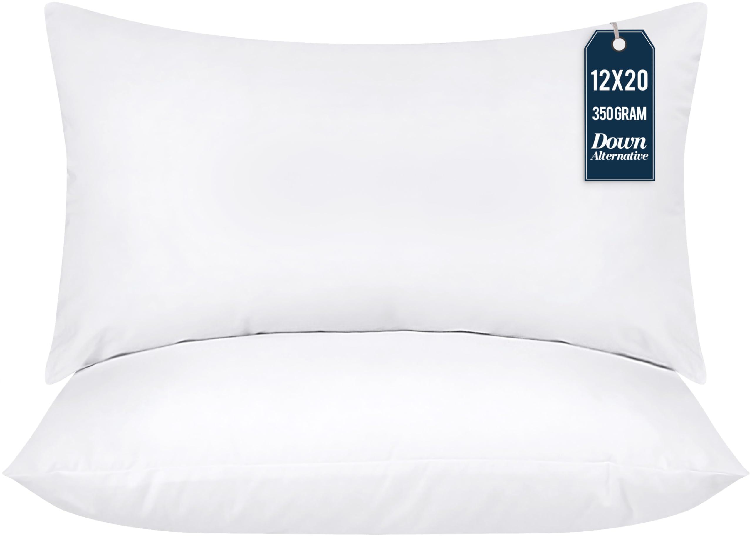 Utopia Bedding Throw Pillows (Pack of 2, White), 12 x 20 Inches Indoor Decorative Pillow Insert for Sofa, Bed and Couch