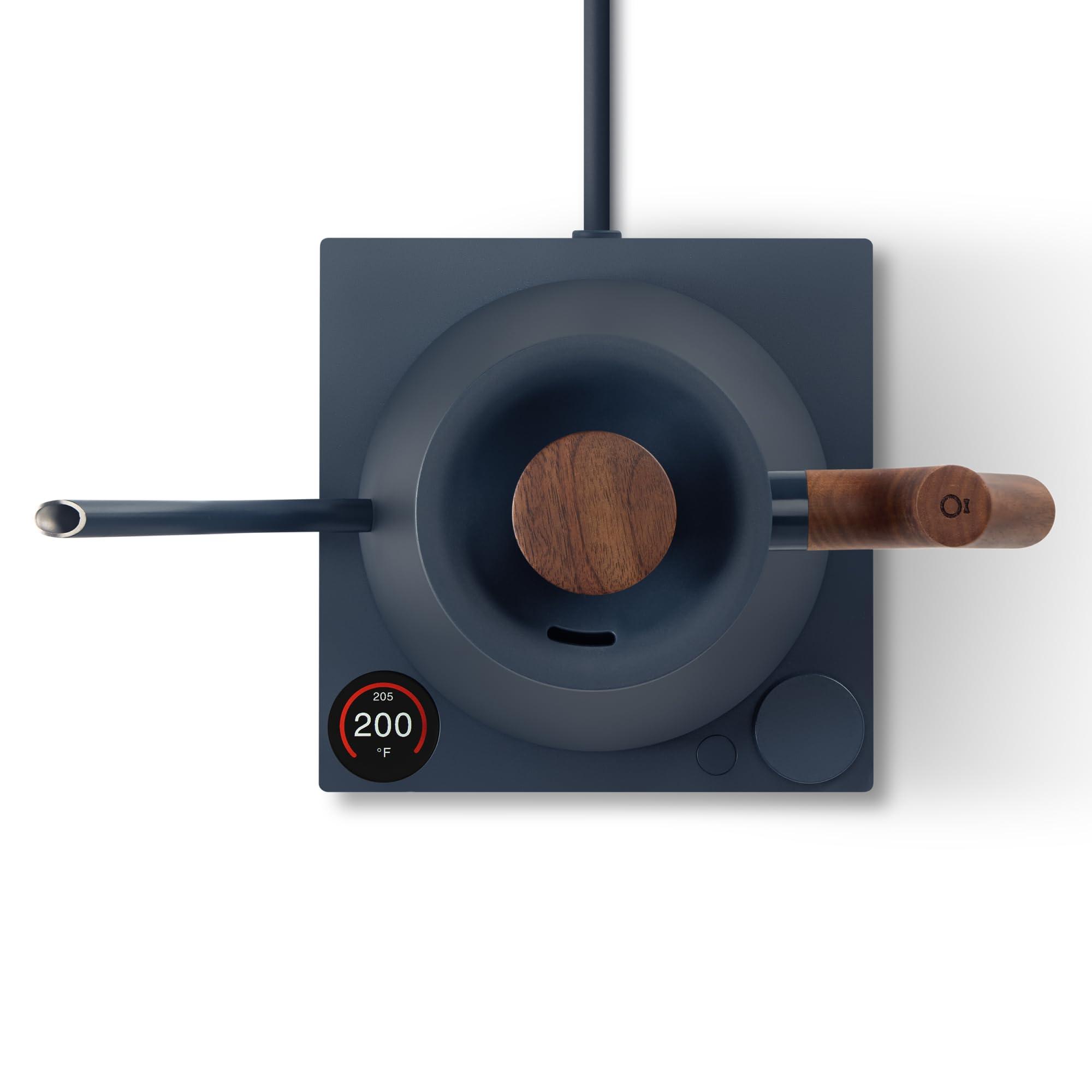 Fellow Stagg EKG Pro Electric Gooseneck Kettle 0.9 Liter, Temperature Control, Built-in Brew Timer, Scheduling, Pour-Over Coffee, Tea Pot, Stainless Steel, Stone Blue with Walnut Wood Handle - Image 4