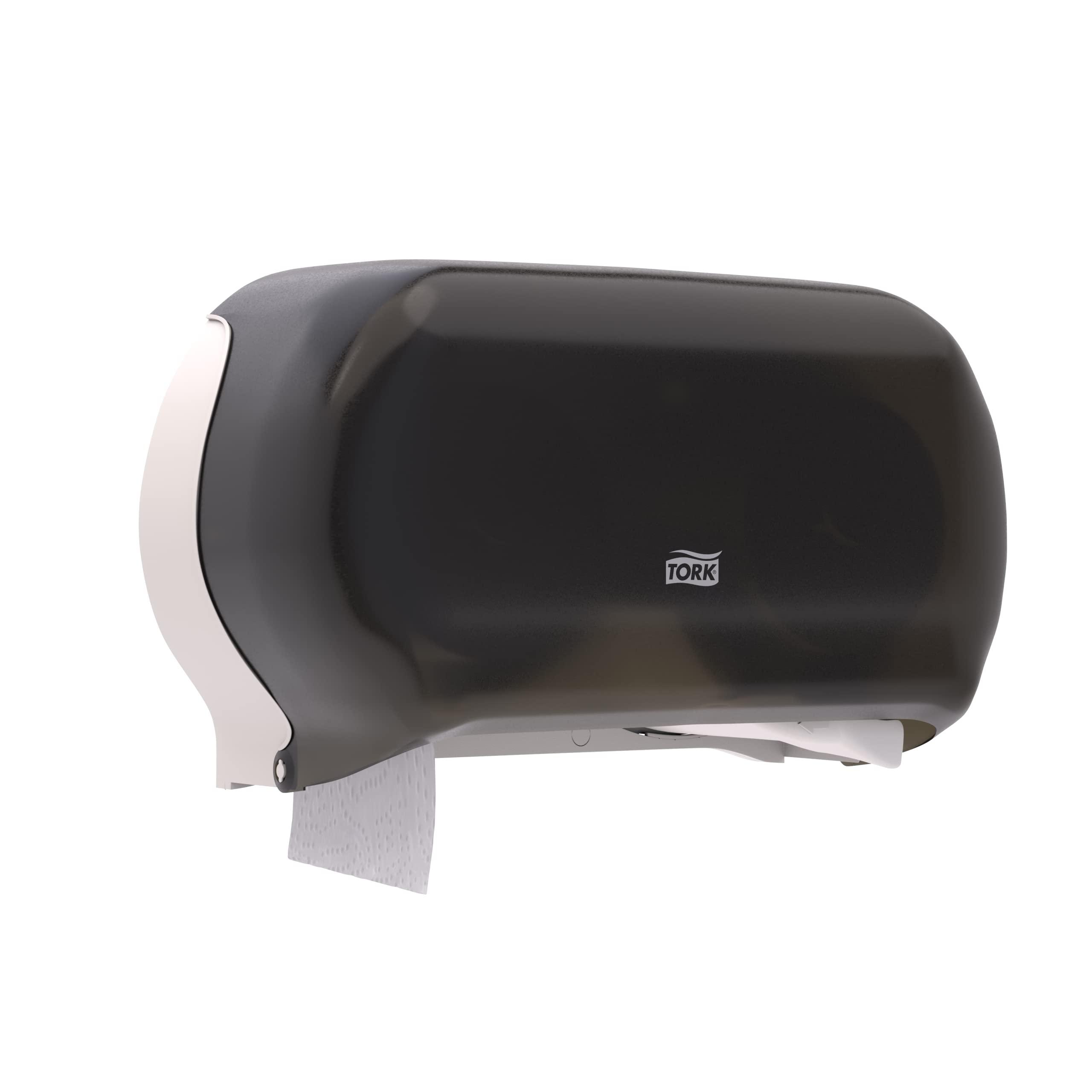 Tork Twin Jumbo Toilet Paper Roll Dispenser Smoke T22, Refill Indicator Window, 56TR - Image 3