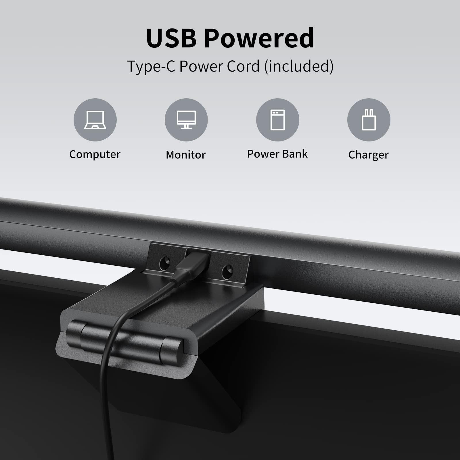 Funlicht Monitor Light Bar, Computer Monitor Lamp for Eye Caring LED Dimmable Screen Light Bar, Touch Control USB Powered Screenbar for Desk/Office/Home/Game, Black - Image 5