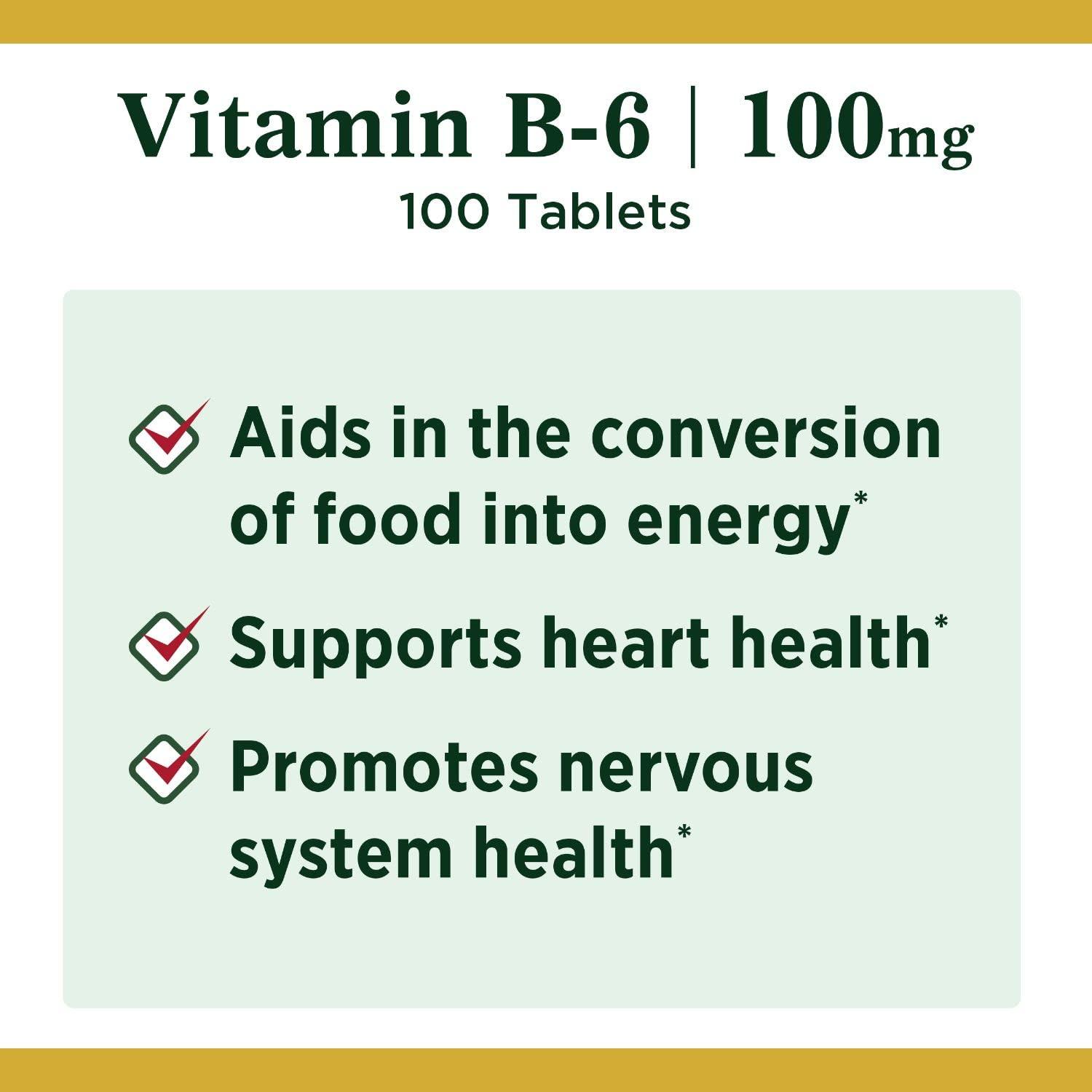 Nature's Bounty Vitamin B6 100mg Tablets - Supports Energy Metabolism & Nervous System Health, 100 Ct - Image 3