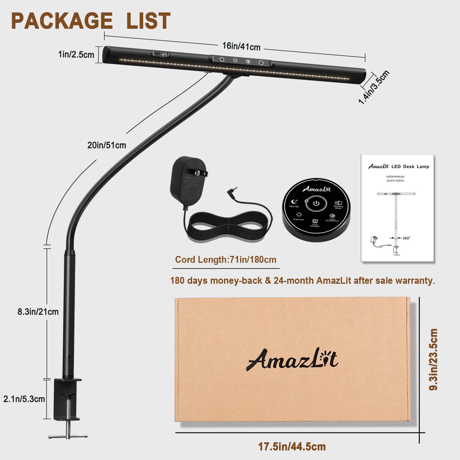 AmazLit Desk Lamp for Home Office, Desk Light with Clamp, Office Lamp with Remote & Gesture Sensing, Monitor Light Bar, Adjustable Color Temperature & Brightness, 12W - Image 7