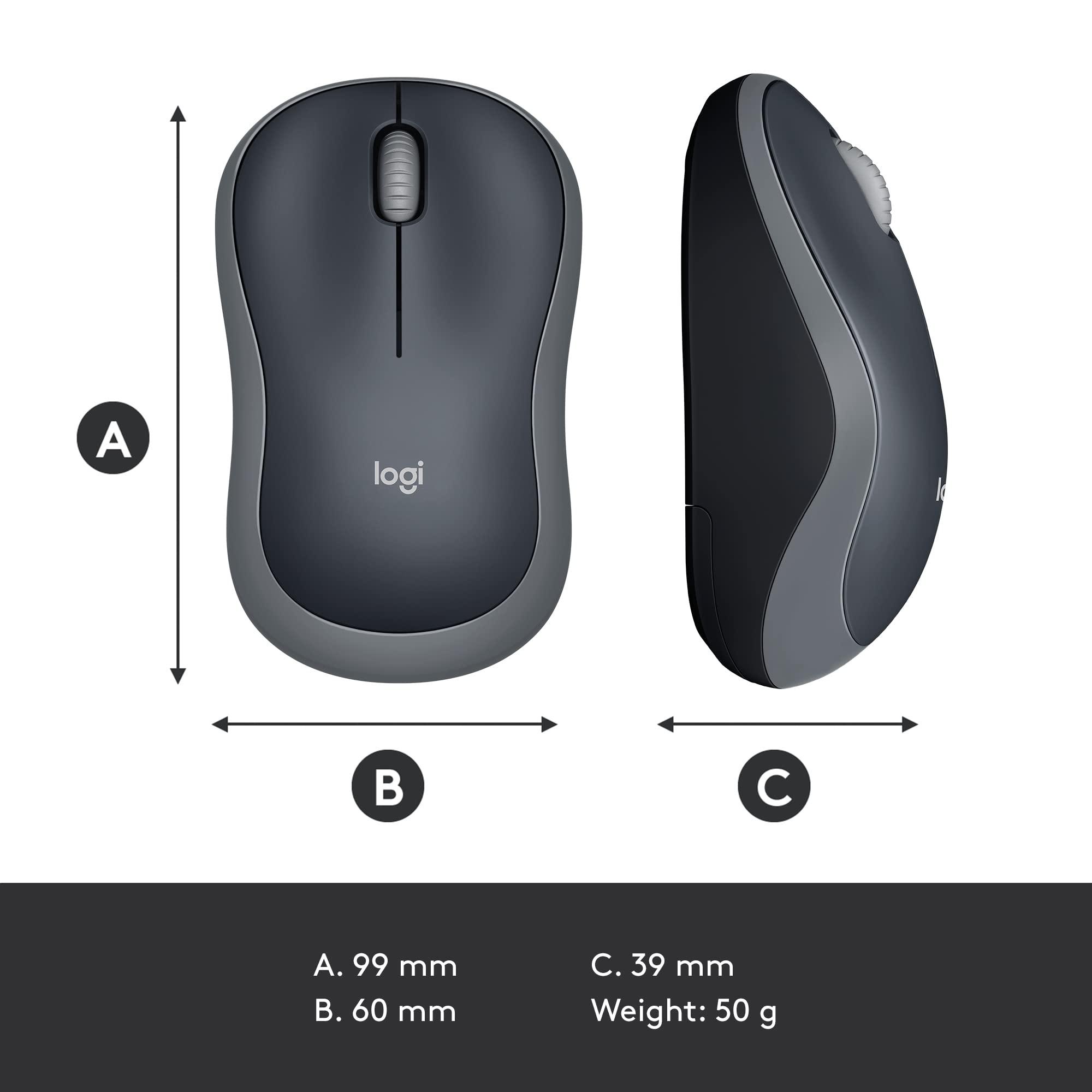Logitech M185 Wireless Mouse, 2.4GHz with USB Mini Receiver, 12-Month Battery Life, 1000 DPI Optical Tracking, Ambidextrous PC/Mac/Laptop - Swift Grey - Image 9