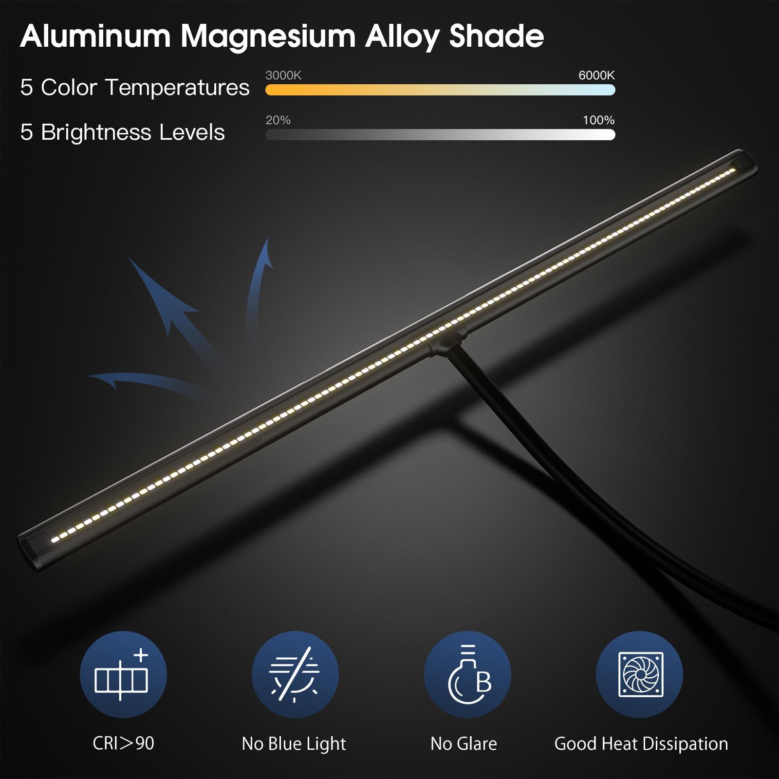 EYOCEAN Desk Lamp, 31.5" Wide 24W for Home Office,Gesture Sensing Control Desk Light, Dimmable & Color Temperature, Eye-Caring Office Lamp, Brightest Architect Light for Screen/Workbench - Image 3