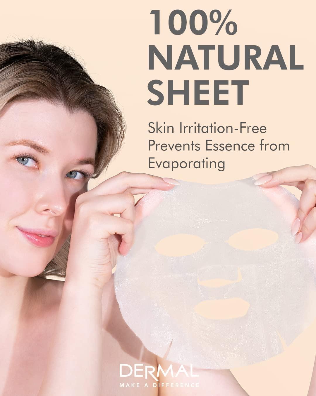 DERMAL 39 Combo Pack A Collagen Essence Korean Face Mask - Hydrating & Soothing Facial Mask with Panthenol - Hypoallergenic Self Care Sheet Mask for All Skin Types - Natural Home Spa Treatment Masks - Image 5