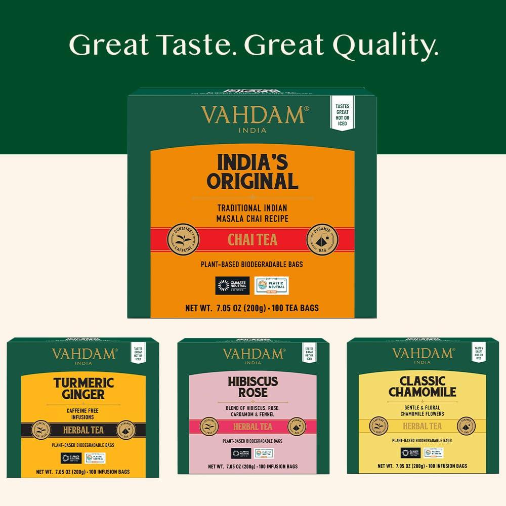 VAHDAM, India's Original Masala Chai Tea Bags (100 Count) No Added Flavoring | Blended w/Exotic Spices | Whole Leaf Tea Bags | Resealable Ziplock Pouch - Image 7