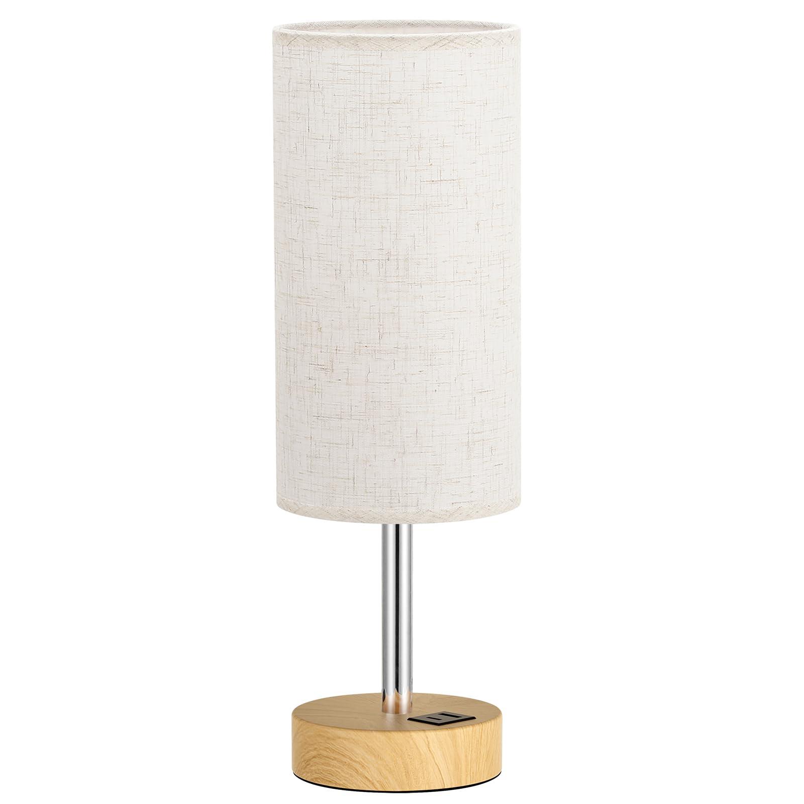 Touch Bedside Table Lamp with USB - 3 Way Dimmable Wood Lamp for Bedroom Nightstand, Desk Lamp with Charging Station for Dorm, Living Room, Office, Kids Room, Nursery, Small - Image 8