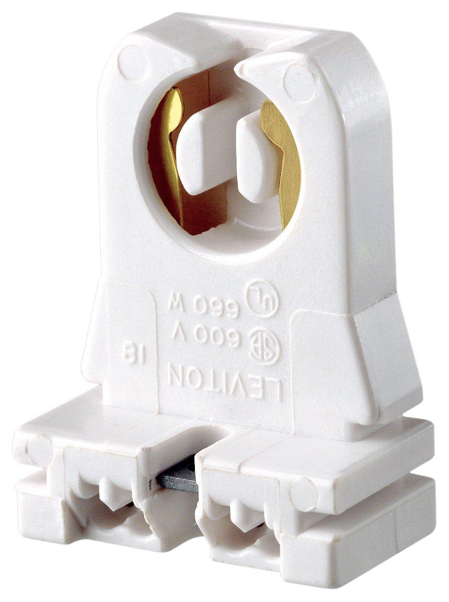 Leviton 13353-N Medium Base, Bi-Pin, Standard Fluorescent Lamp Holder, White