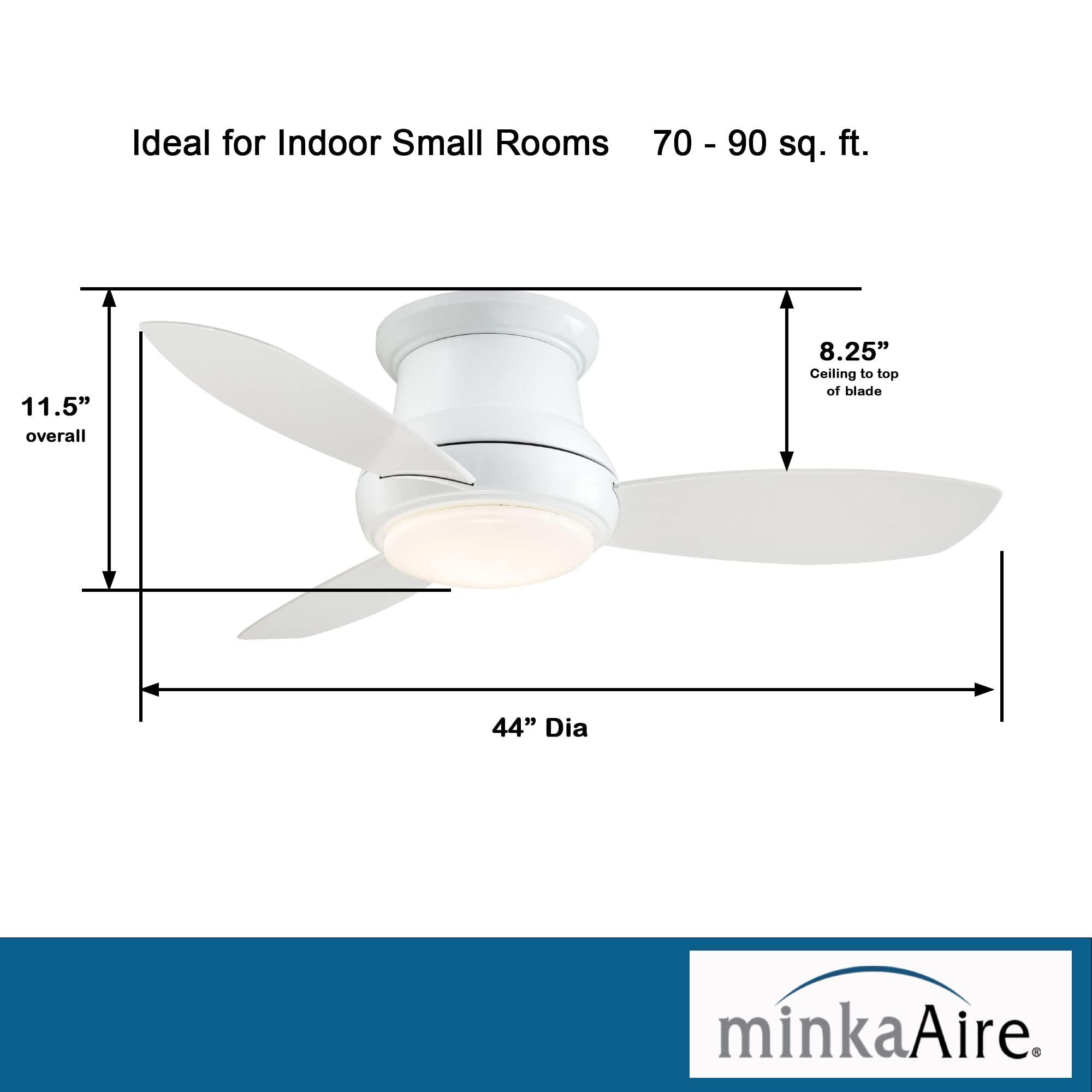 MINKA-AIRE F518L-WH, Concept II LED White Flush Mount 44" Ceiling Fan with Remote Control and Included Wall Control - Image 3