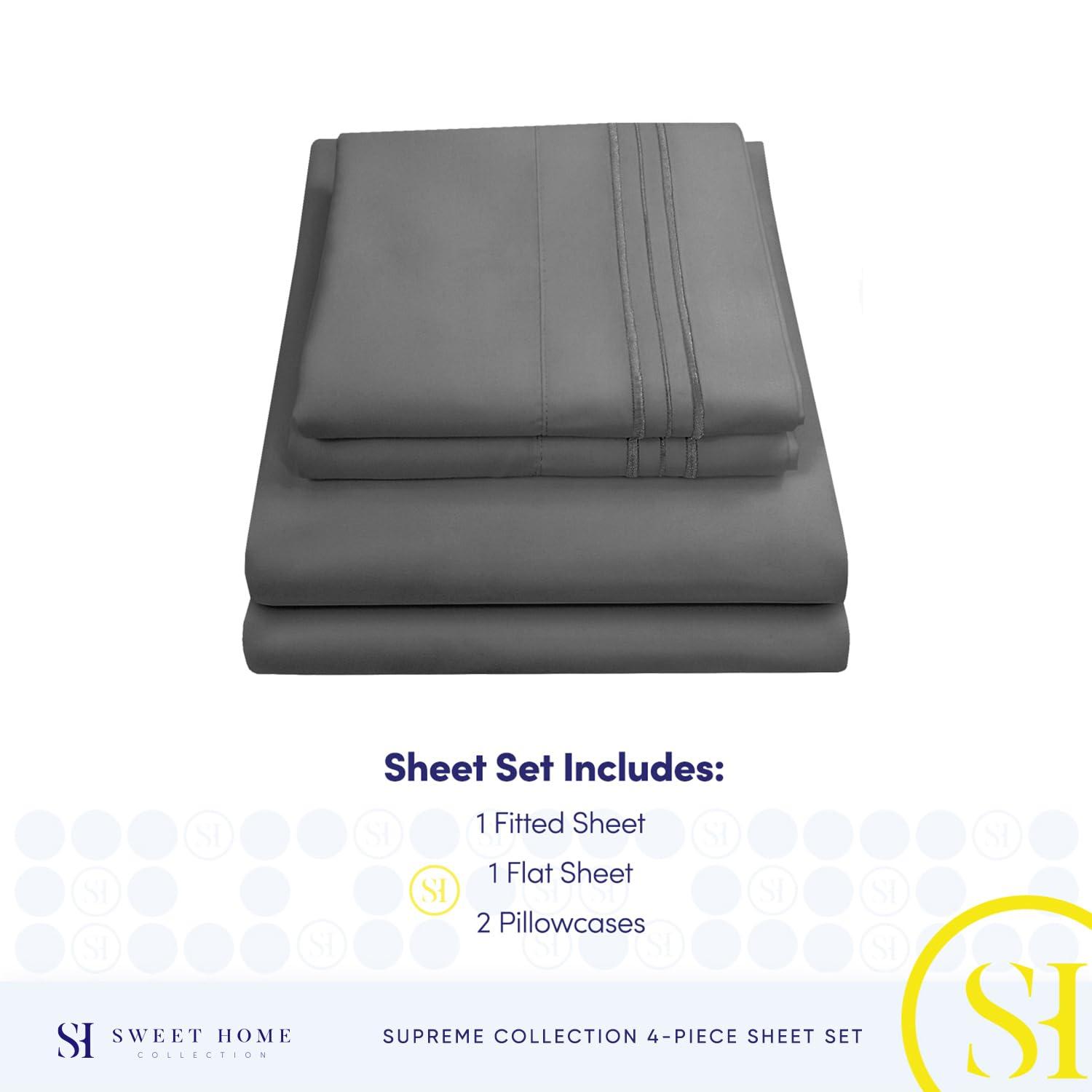 Queen Size Bed Sheets - Breathable Luxury Sheets with Full Elastic & Secure Corner Straps Built In - 1800 Supreme Collection Extra Soft Deep Pocket Bedding Set, Sheet Set, Queen, Gray - Image 4