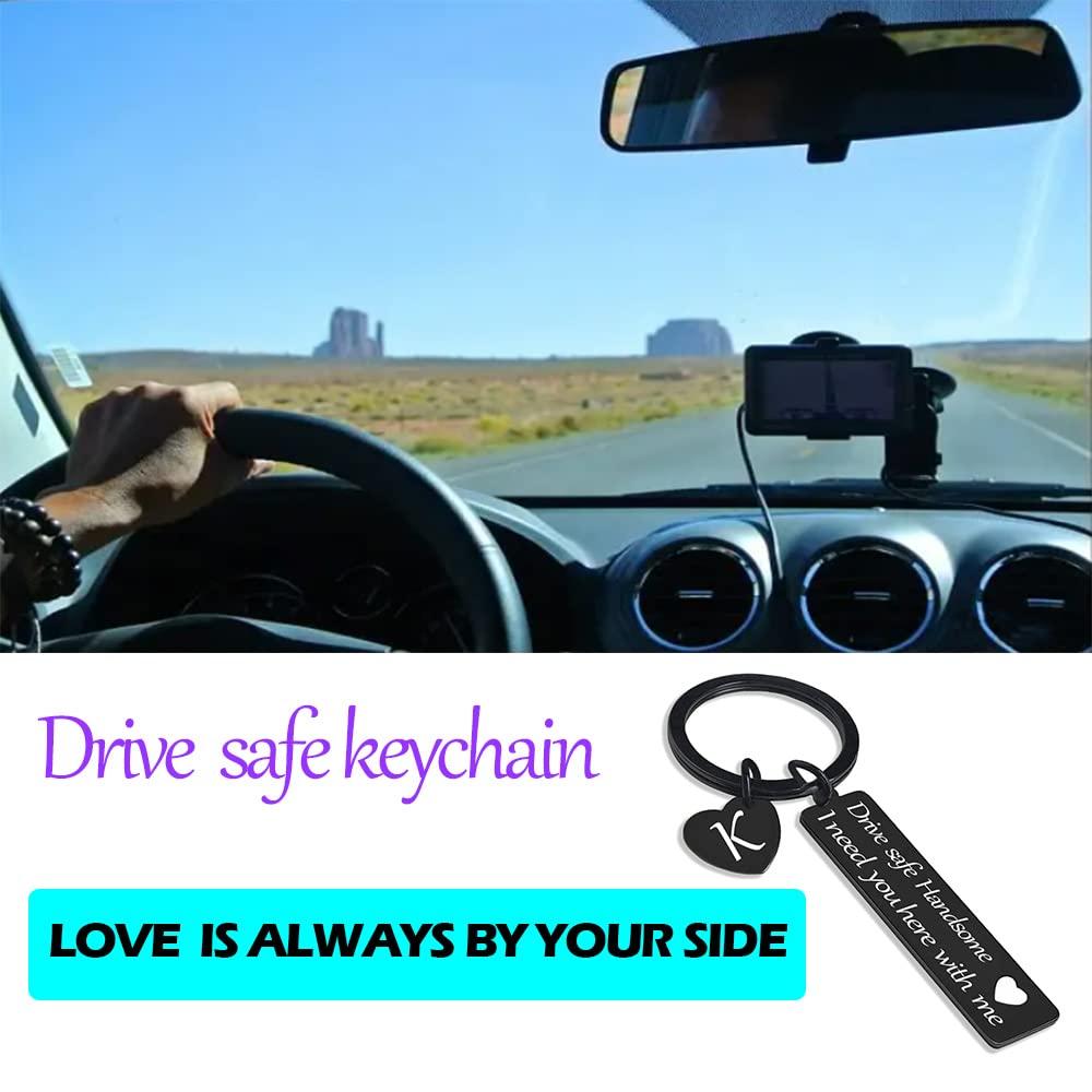 SSLBeryl Drive Safe Keychain for Him | I Need You Here With Me Keychain for Men Boyfriend Husband Anniversary Birthday Gifts - Image 3