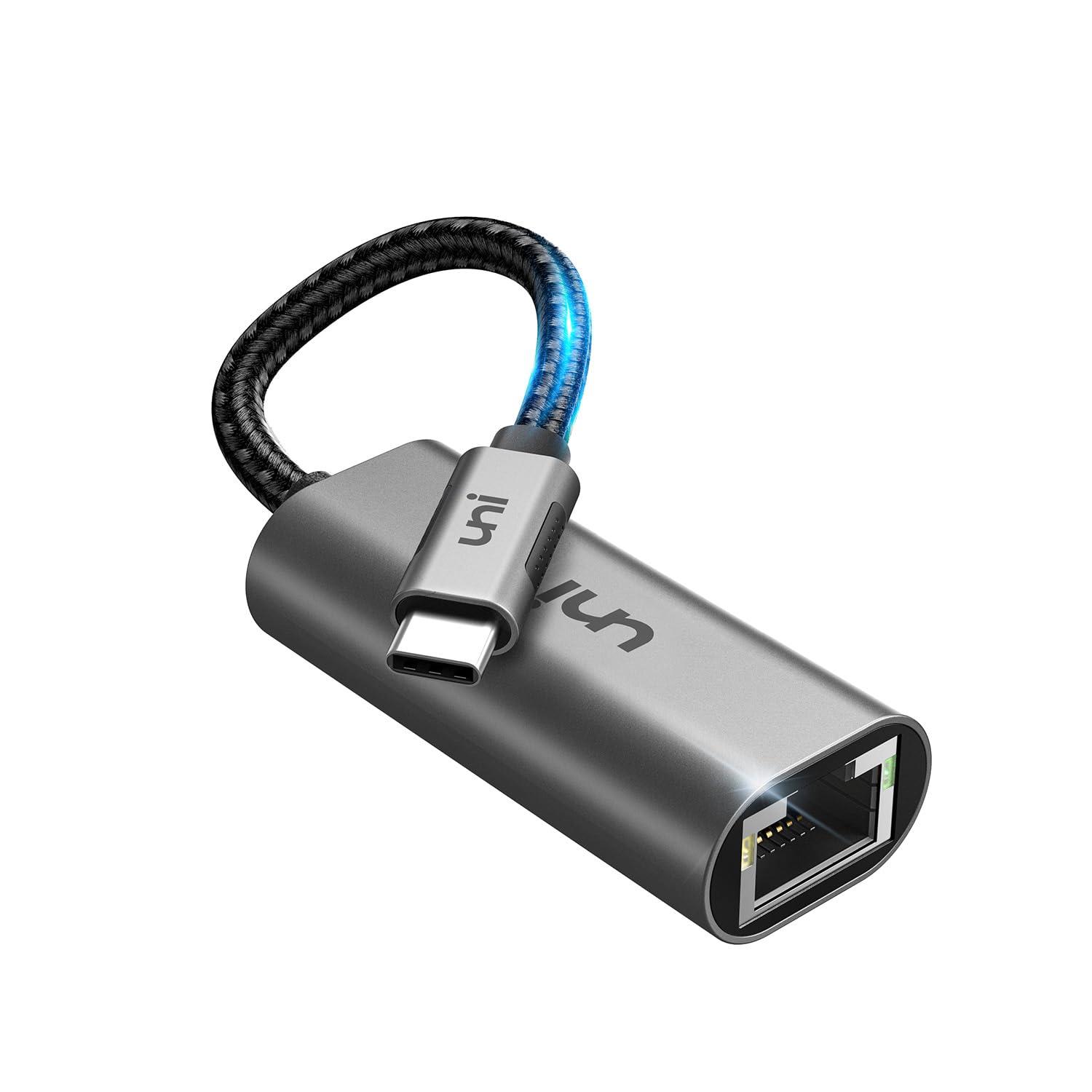 uni USB C to Ethernet Adapter, Driver Free RJ45 to USB C [Thunderbolt 3/4 Compatible], 1Gbps Type-C Gigabit Ethernet LAN Network Adapter for MacBook Pro/Air, iPhone 15 Pro/Max, Dell XPS, Galaxy S8-S24