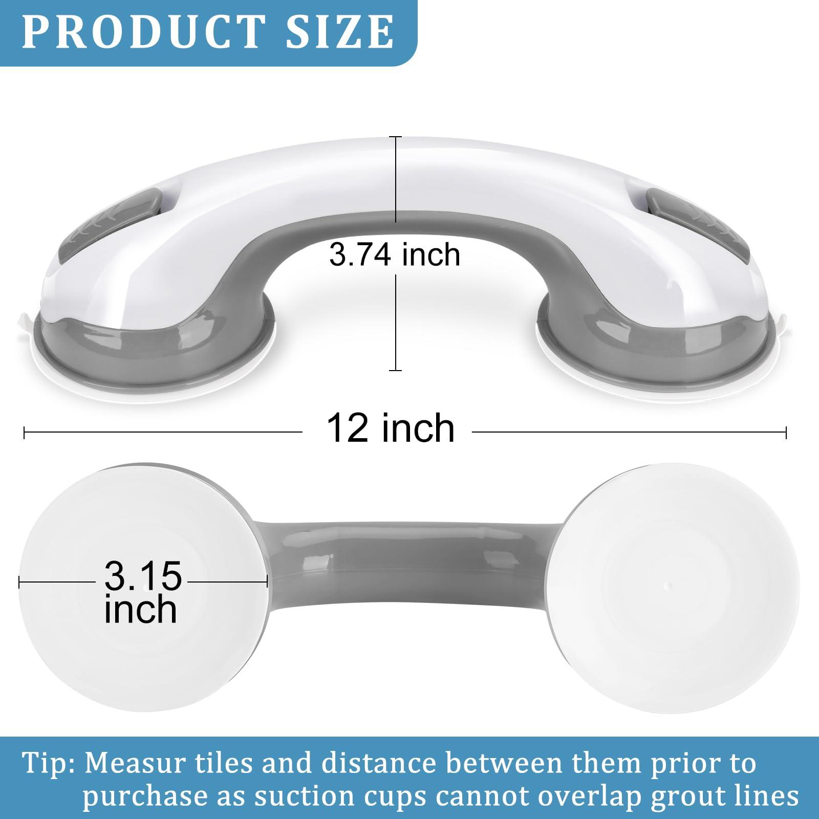 Shower Handle 1 Pack Grab Bars for Bathtubs & Showers, 12 inch Grab Bars for Bathroom with Strong Hold Suction Cup, Balance Bar Safety Hand Rail for Injury, Senior, Elderly Grey - Image 2