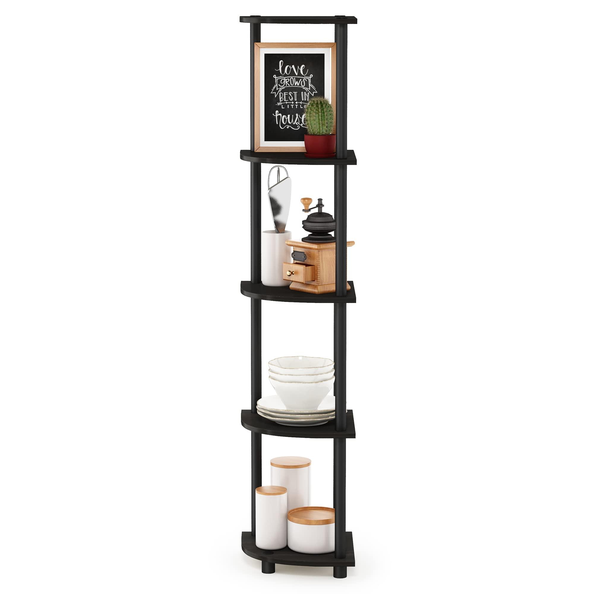 Furinno Turn-N-Tube 5 Tier Corner Display Rack Multipurpose Shelving Unit, 1-Pack, Espresso/Black - Image 5