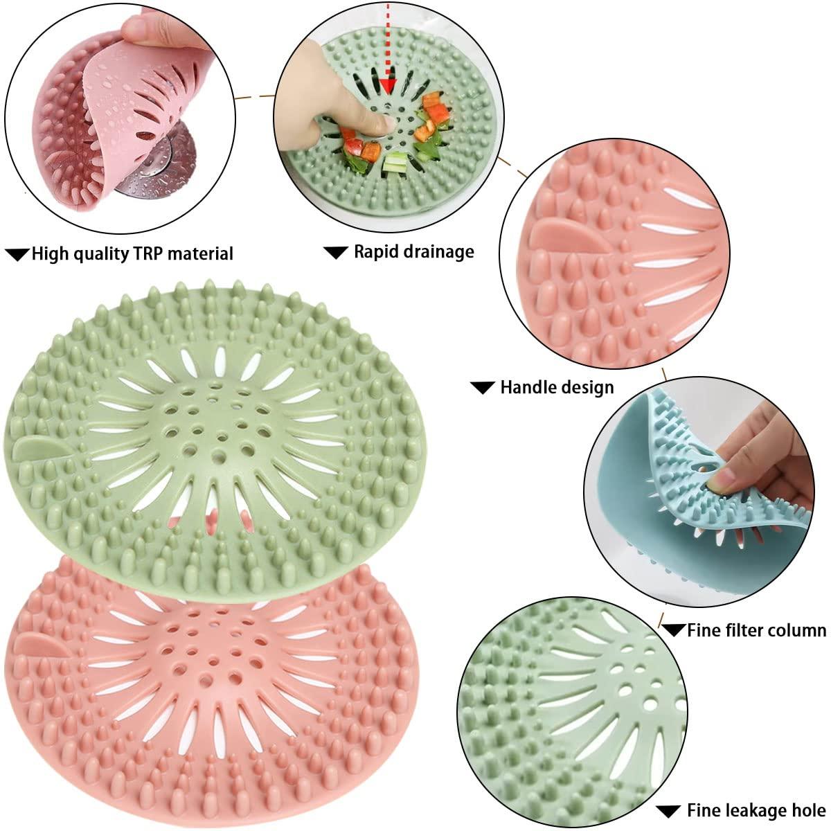 5 Pack Hair Catcher Durable Silicone Hair Stopper Shower Drain Covers, Easy to Install and Clean for Bathroom Bathtub Kitchen - Image 3