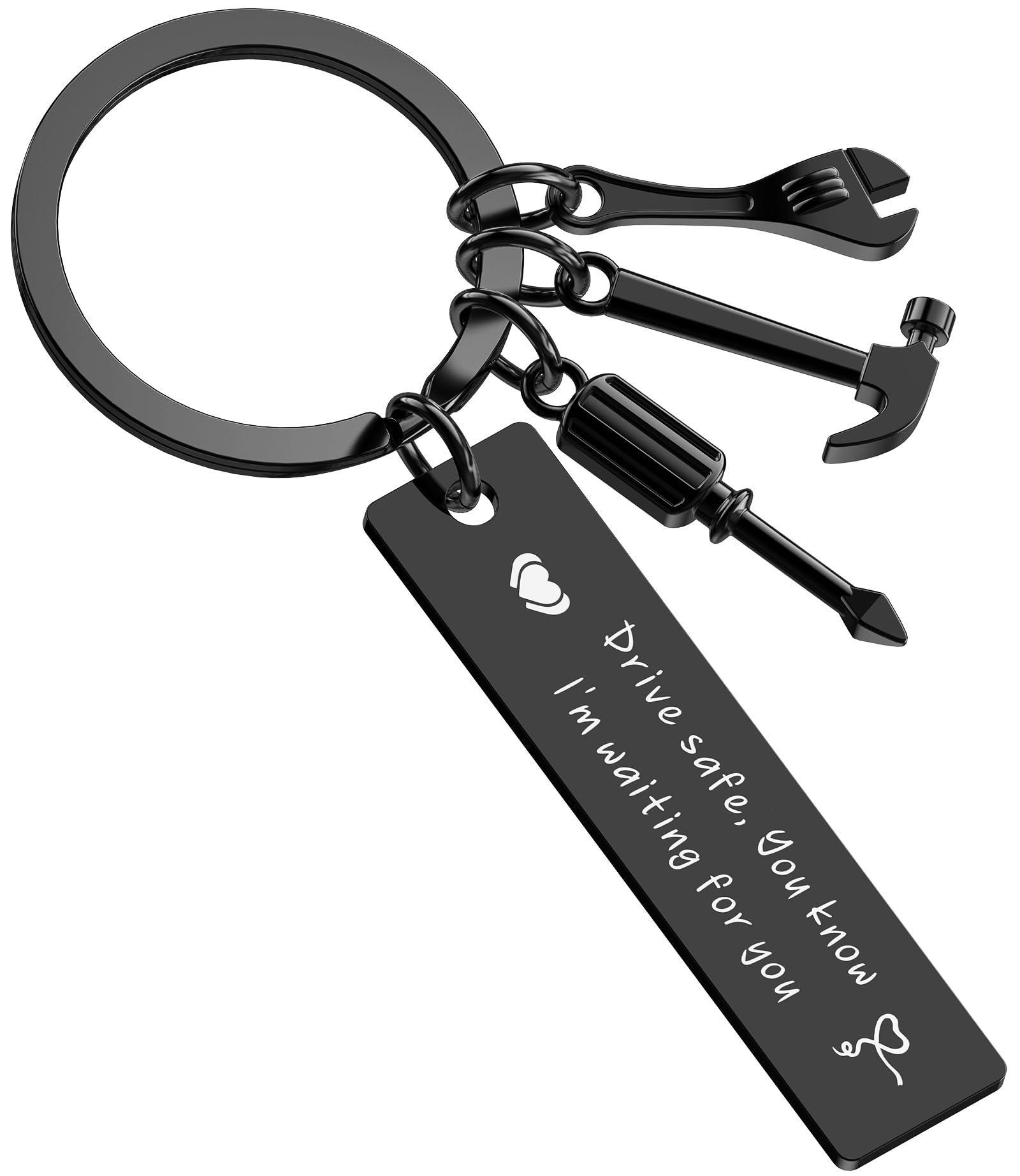 iXular Christmas Stocking Stuffers For Men, Drive Safe Keychain for Boyfriend Husband Brothers,Gifts for Men Him Dad