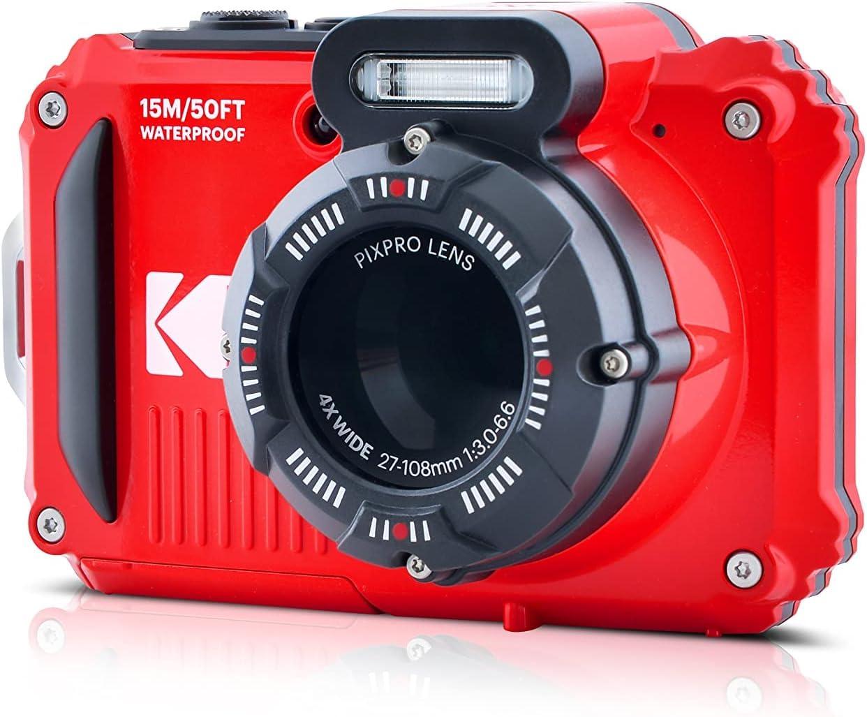KODAK PIXPRO WPZ2 Rugged Waterproof Digital Camera, Red Bundles with Case, Monopod, Card Reader and More (9 Items) - Image 6