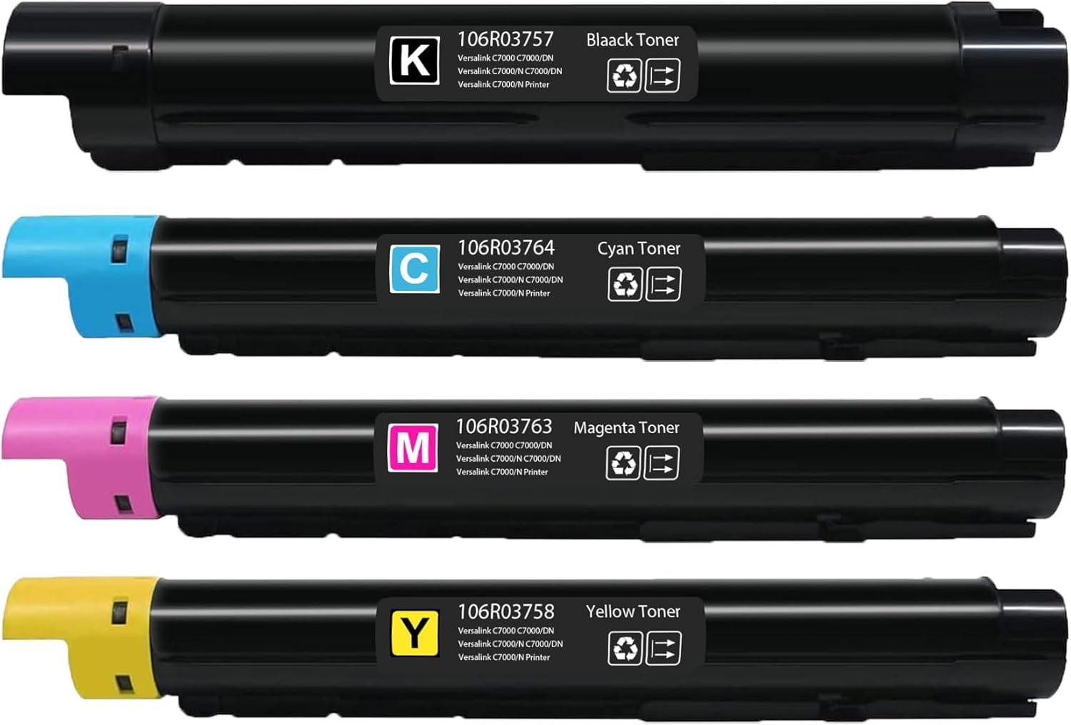 VersaLink C7000 High Capacity Toner Cartridges (4-Pack,Black/Cyan/Magenta/Yellow ) - Compatible 106R03757 106R03764 106R03763 106R03758 Toner Replacement for Xerox Versalink C7000 C7000DN Printer - Image 2