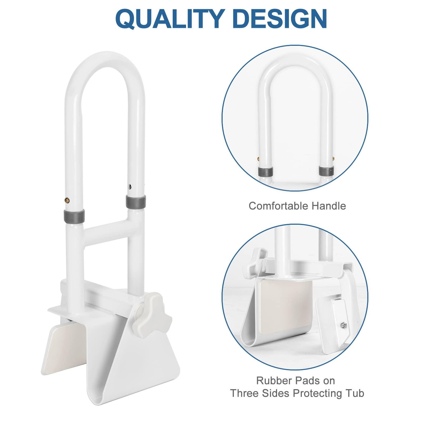 HEPO Grab Bars for Bathtubs and Showers, Adjustable Bathtub Safety Rail for Seniors, Tub Grab Bar for Bathroom, Assistance Bathtub Handle Clamp for Elderly Bath Support, White - Image 7